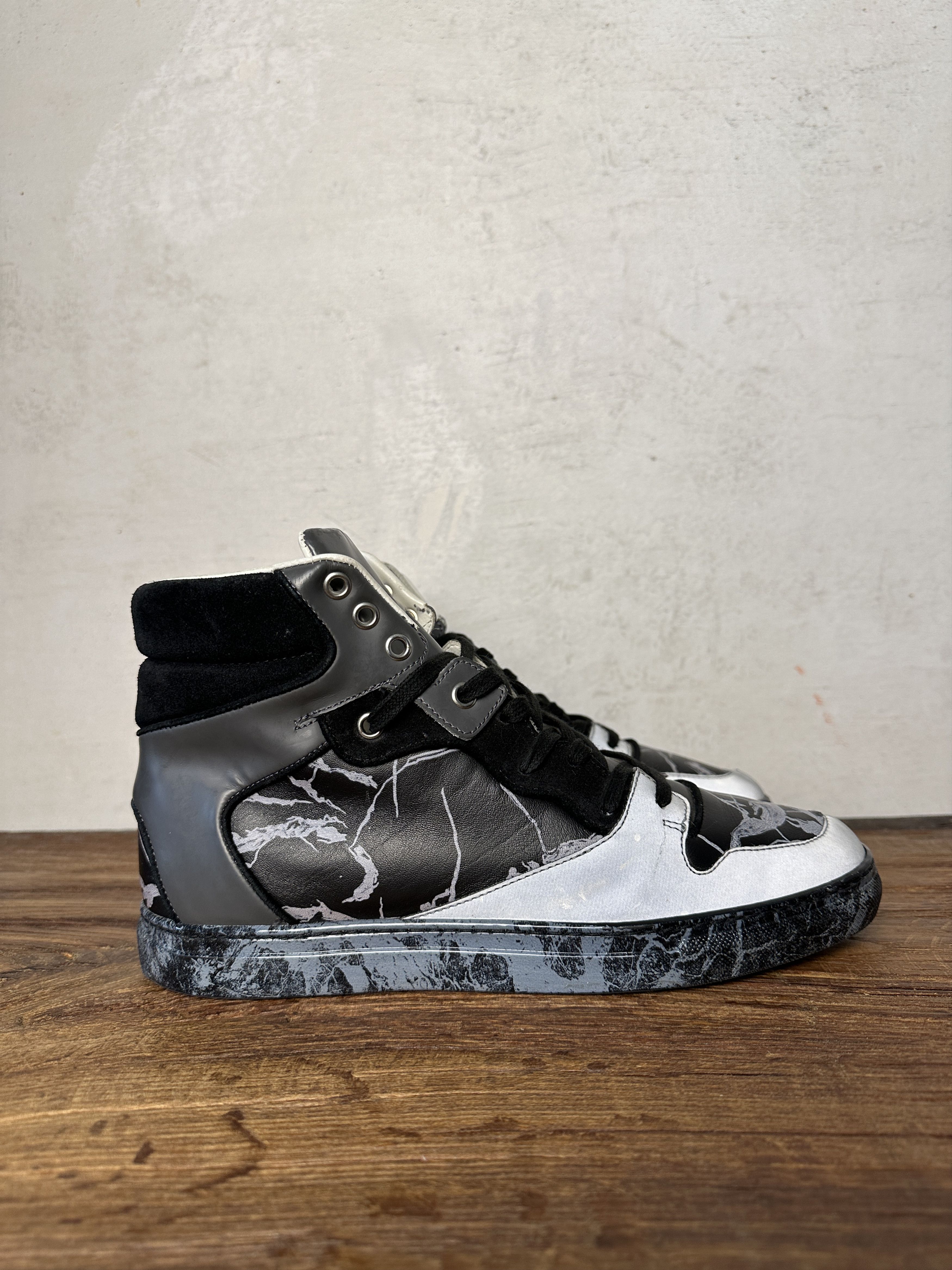 Balenciaga Balenciaga High Top Marble Print Black White Sneakers Size US 7 / EU 40 - 3 Thumbnail
