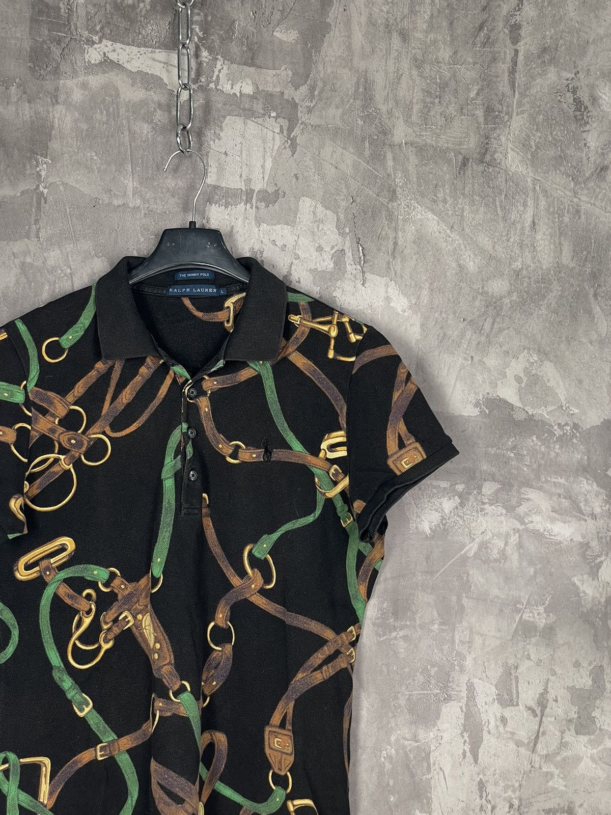Polo Ralph Lauren × Ralph Lauren Polo Ralph Lauren Vintage Crazy Chains And Belts Logo Polo T Size L / US 10 / IT 46 - 4 Thumbnail