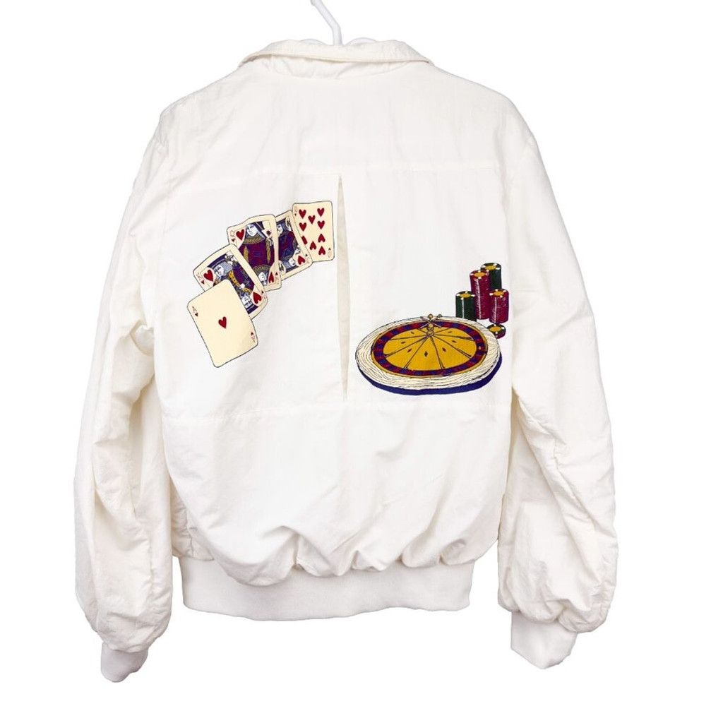 Vintage HARTWELL 90's VTG Bomber Gambling White Jacket Size Medium Size US M / EU 48-50 / 2 - 1 Thumbnail