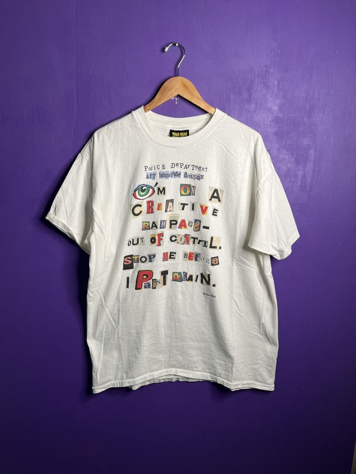 Vintage 90s Fred Babb police department homicides art tee