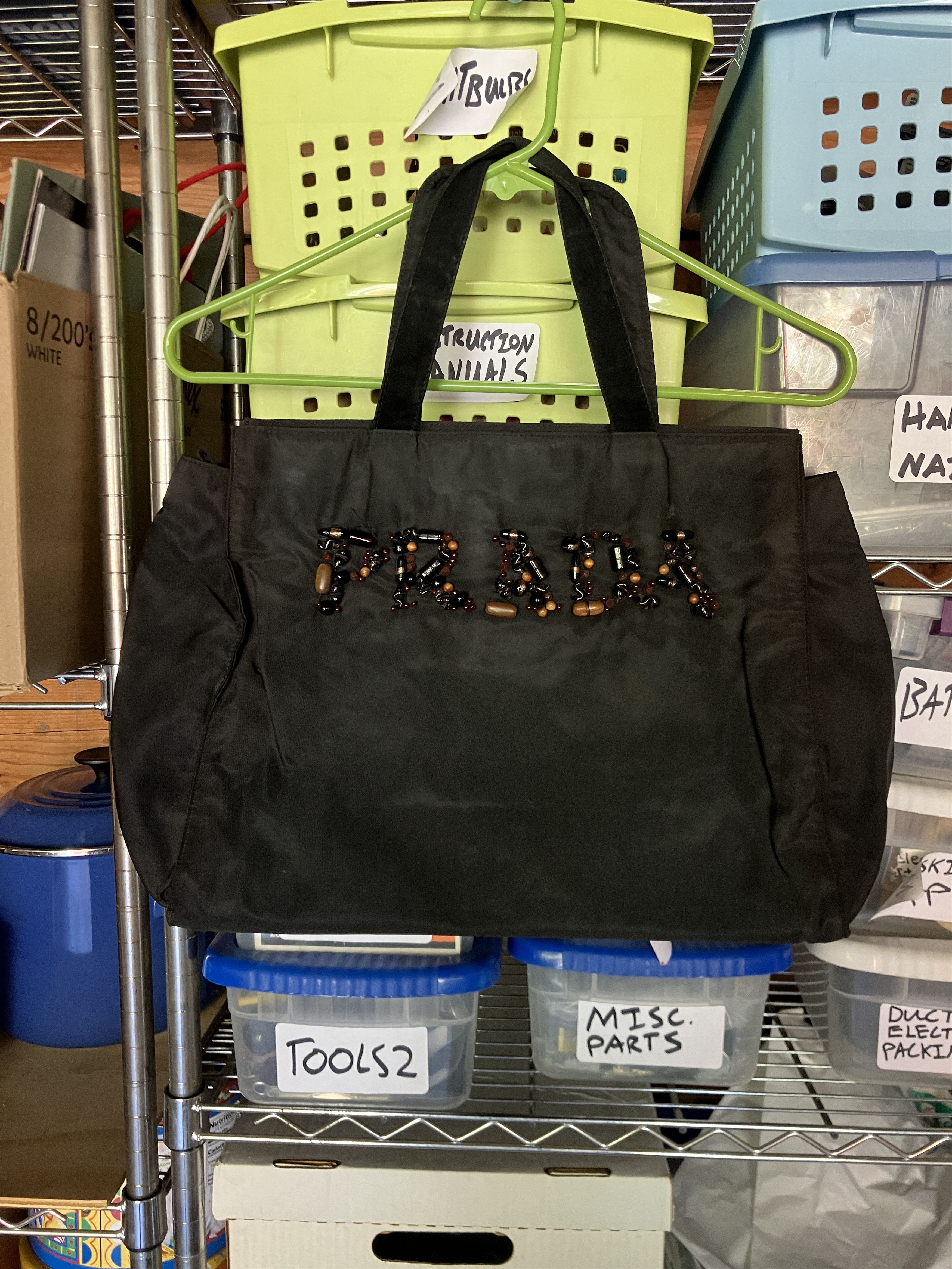 Prada 90s Prada Beaded Logo Tessuto Tote Bag Size ONE SIZE - 1 Thumbnail