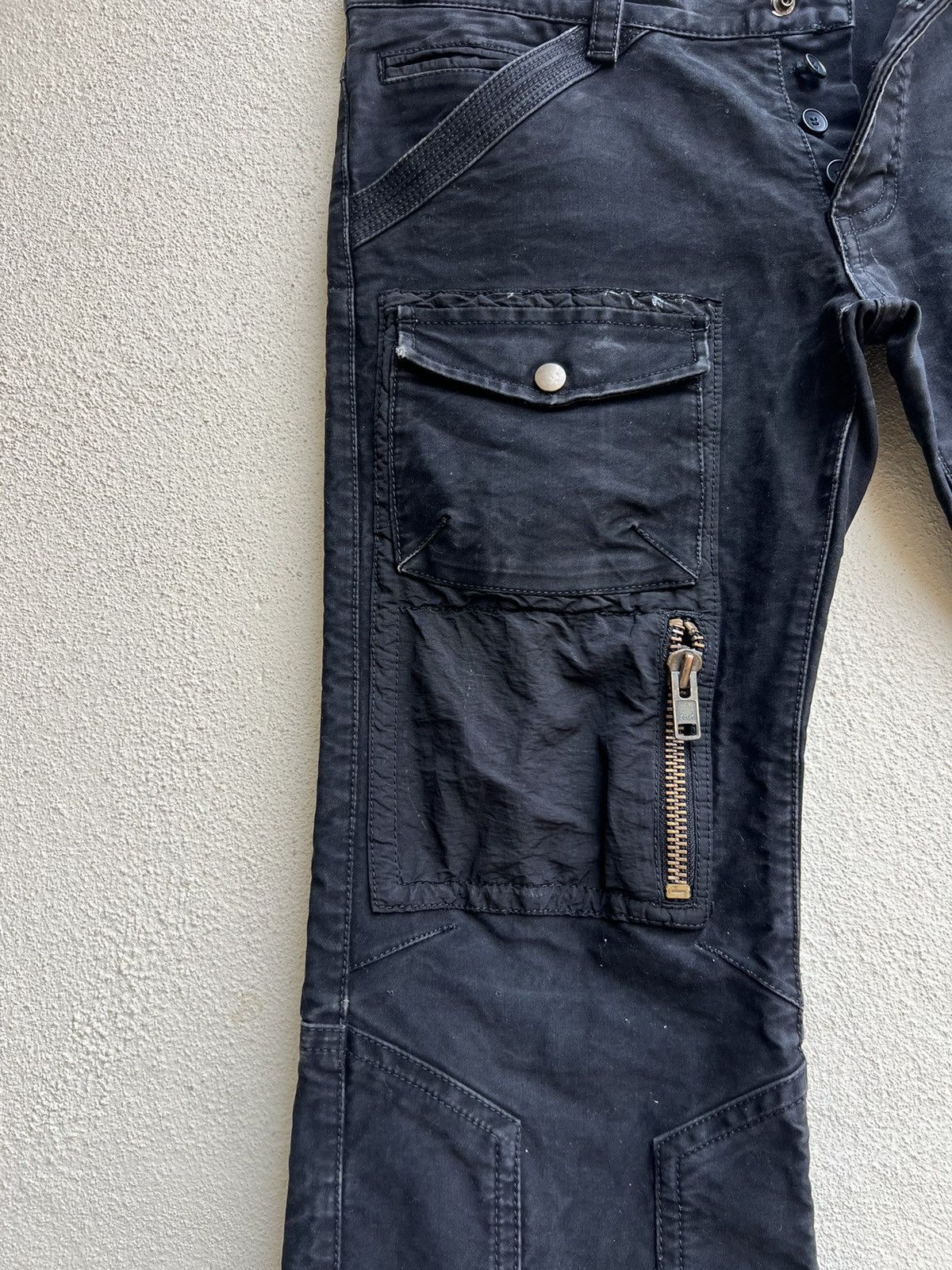 Shellac KENJI ITO Multi Pocket Fade Black Moleskin Cotton Pant Size US 31 - 9 Thumbnail