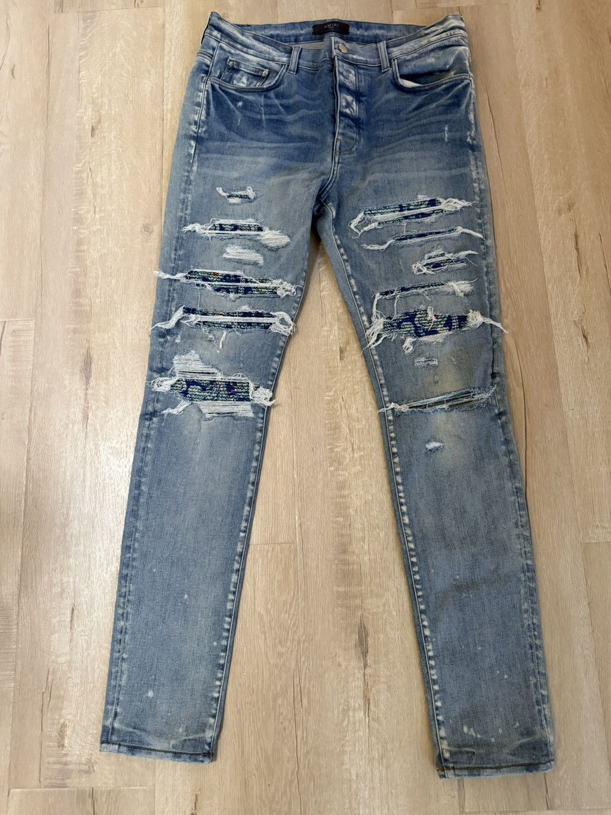 Amiri Amiri Denim Light Blue Paisley Print Jeans Size US 36 / EU 52 - 1 Thumbnail