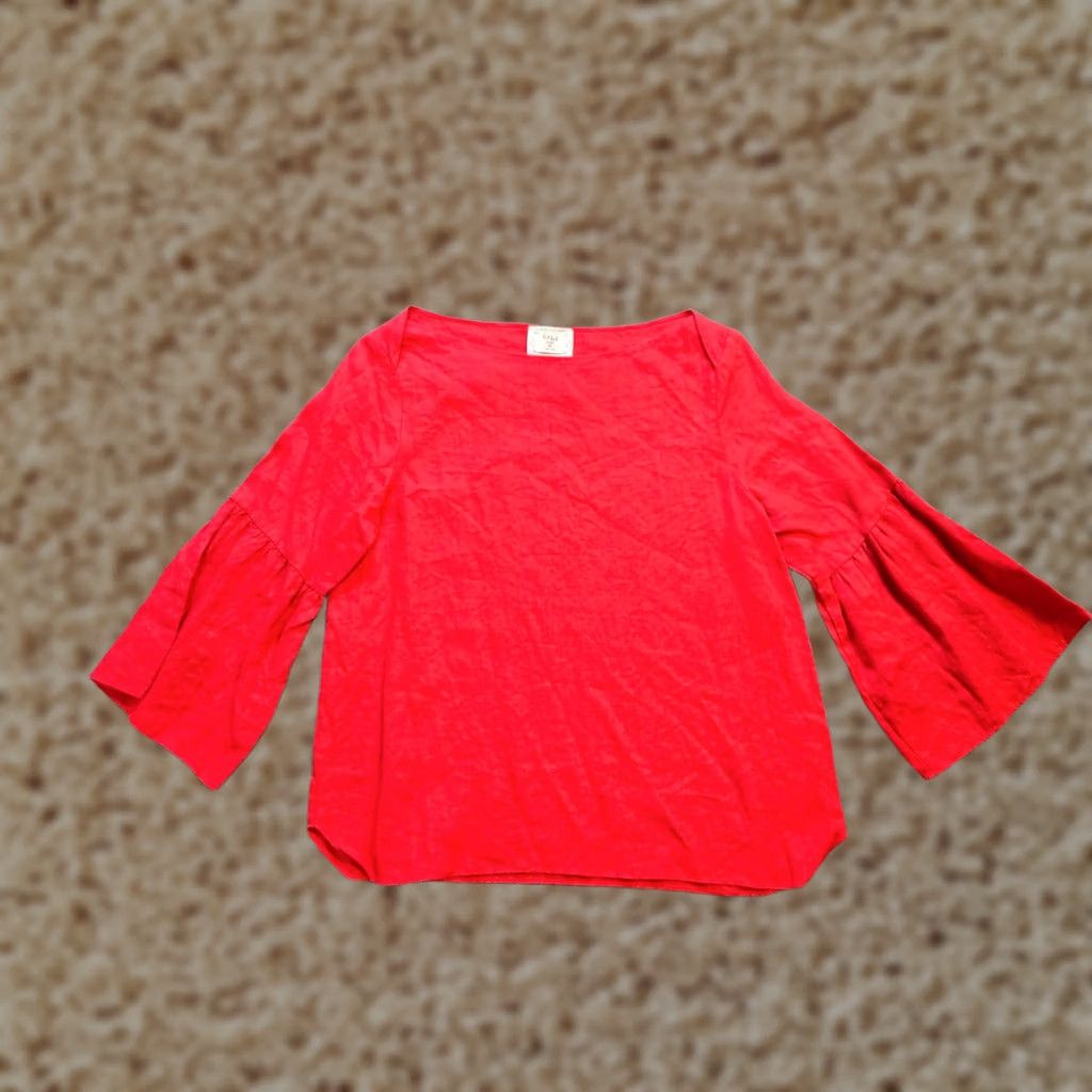 Vintage Chalet Et Ceci Red Linen Flare Sleeve XS Women Casual Capsule Top Size XS / US 0-2 / IT 36-38 - 1 Thumbnail