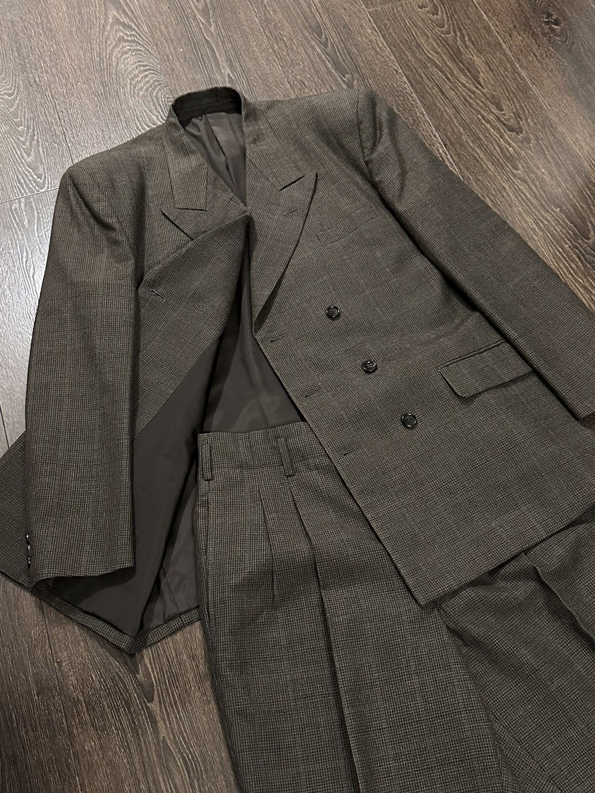 Comme des Garcons A/W89 Comme des Garcons Plaid Brown/Gray Luxury Wool Suit Size 48R - 2 Thumbnail
