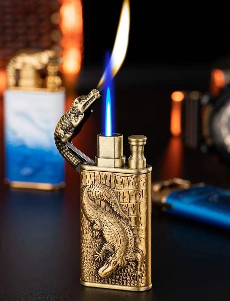 Vintage Dragon Crocodile Dual Fire Lighter Size ONE SIZE - 3 Thumbnail
