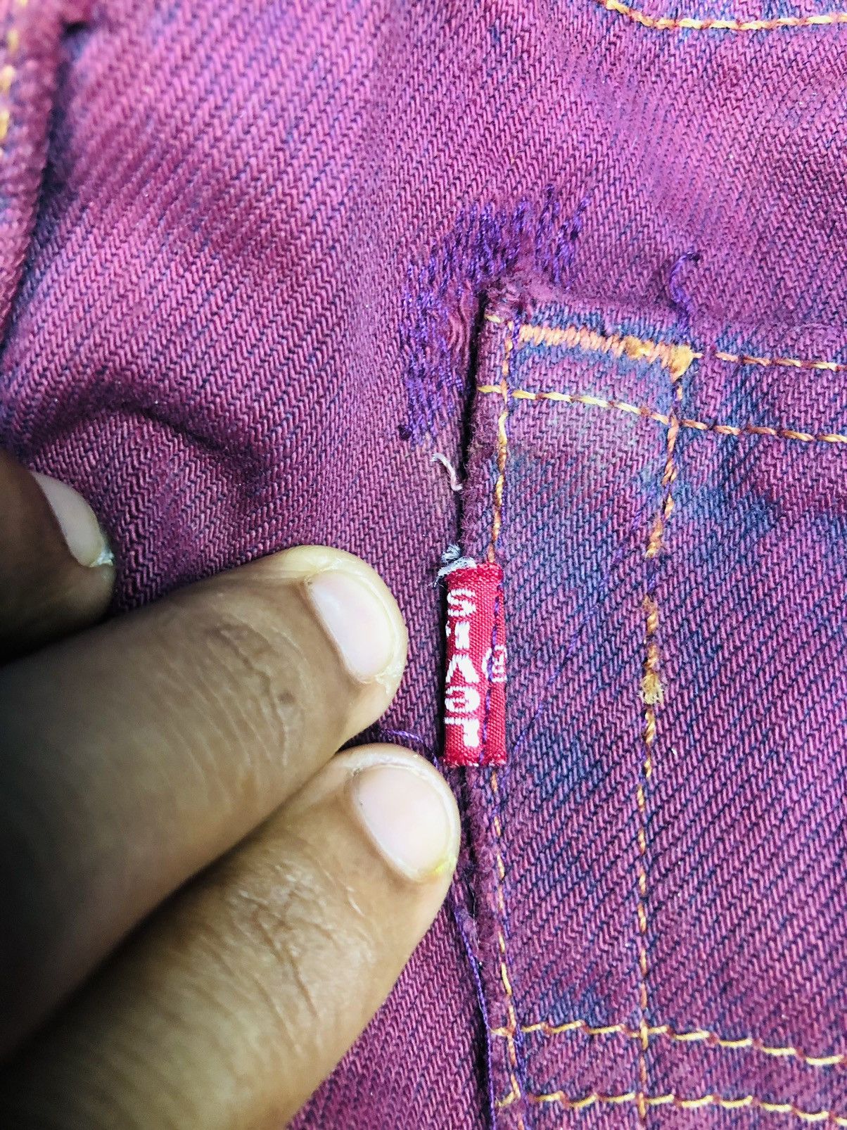 Levi's VINTAGE Levi's 501 USA Purple/Maroon Denim Button Fly (38) Size US 33 - 15 Thumbnail