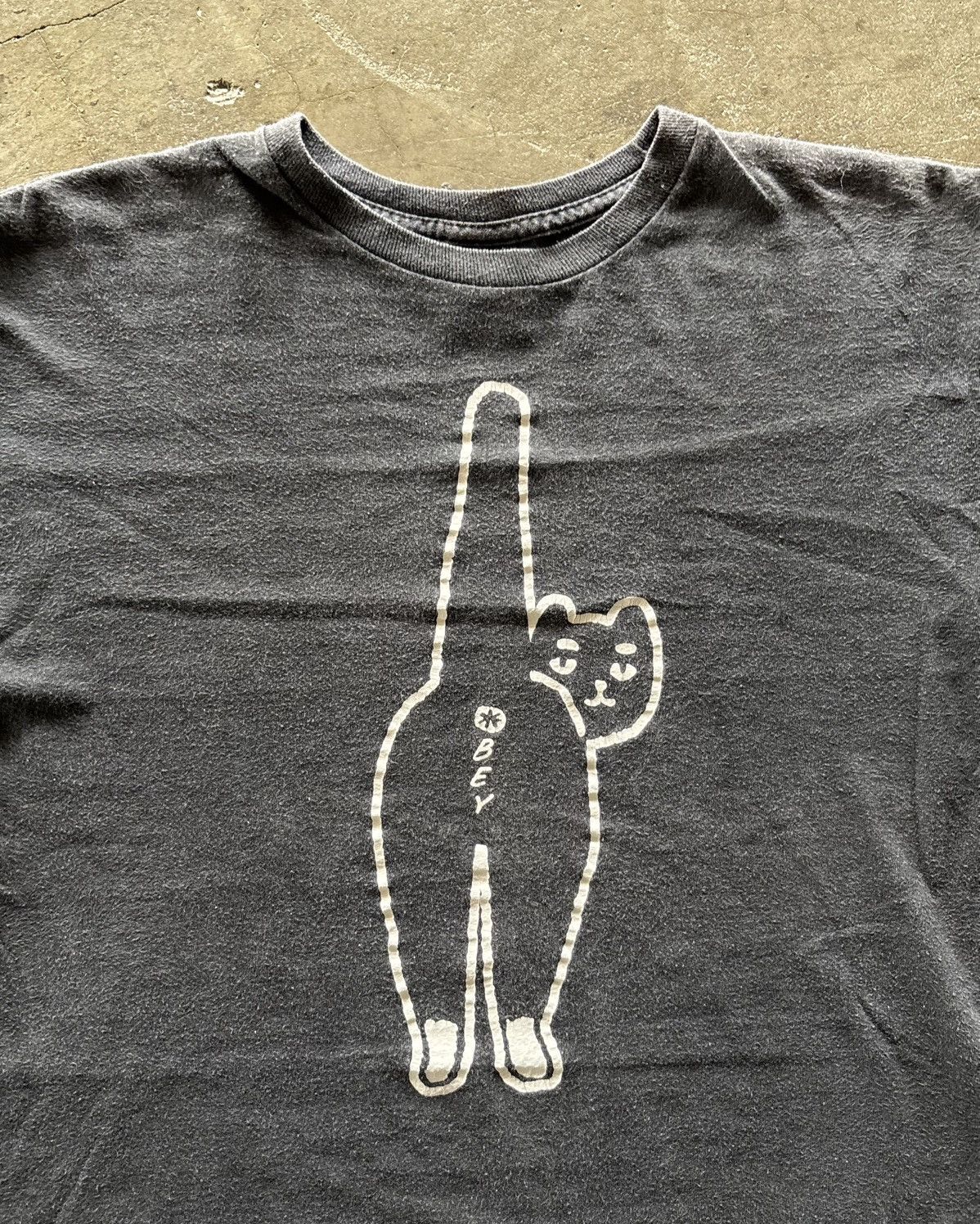 Obey Obey Fvck Cat Faded Black Shirt Size US M / EU 48-50 / 2 - 3 Thumbnail