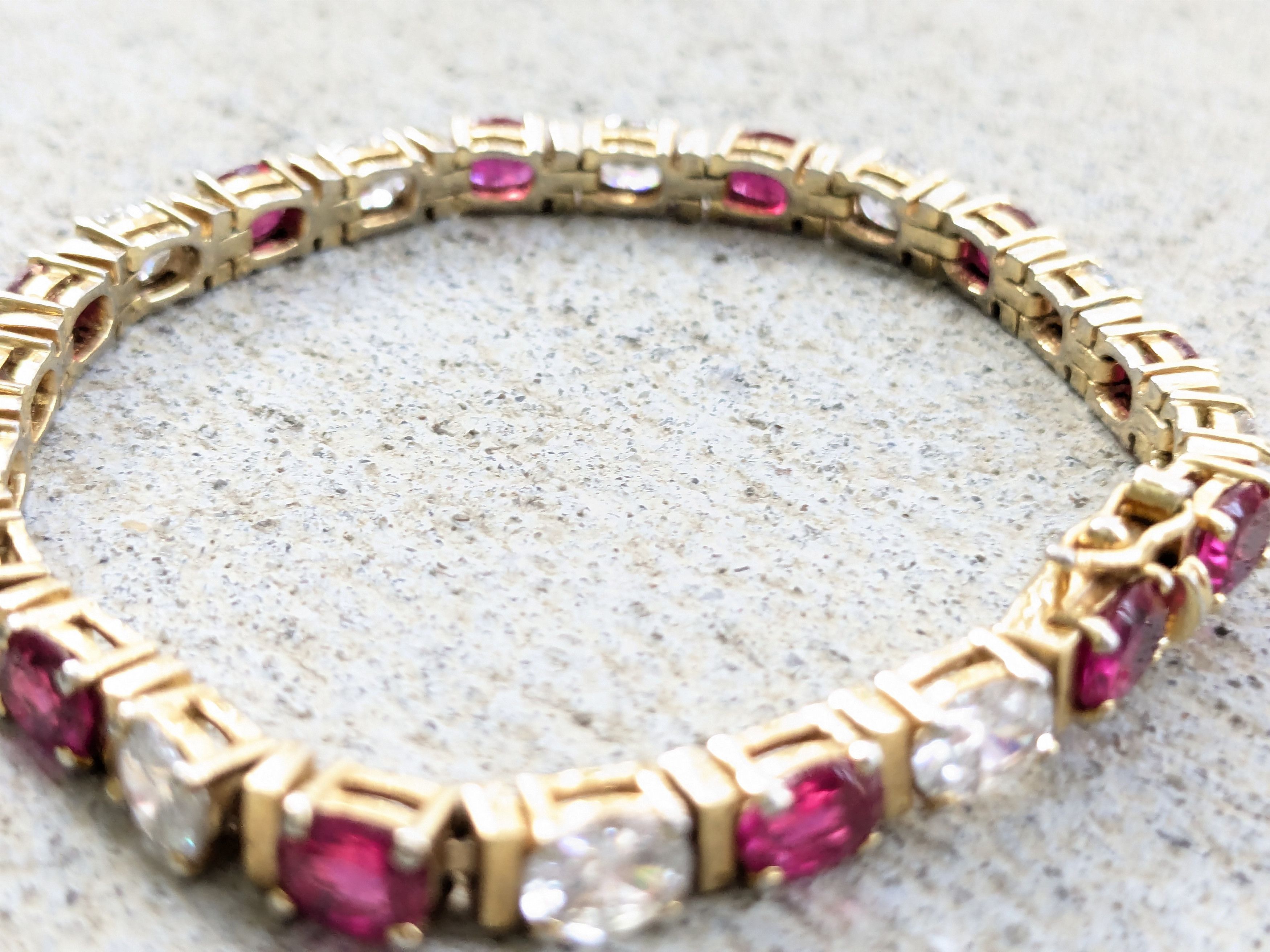 Sterling Silver Sterling Silver Tennis Bracelet Ruby CZ 7.25 Gold Vermeil Size ONE SIZE - 5 Thumbnail