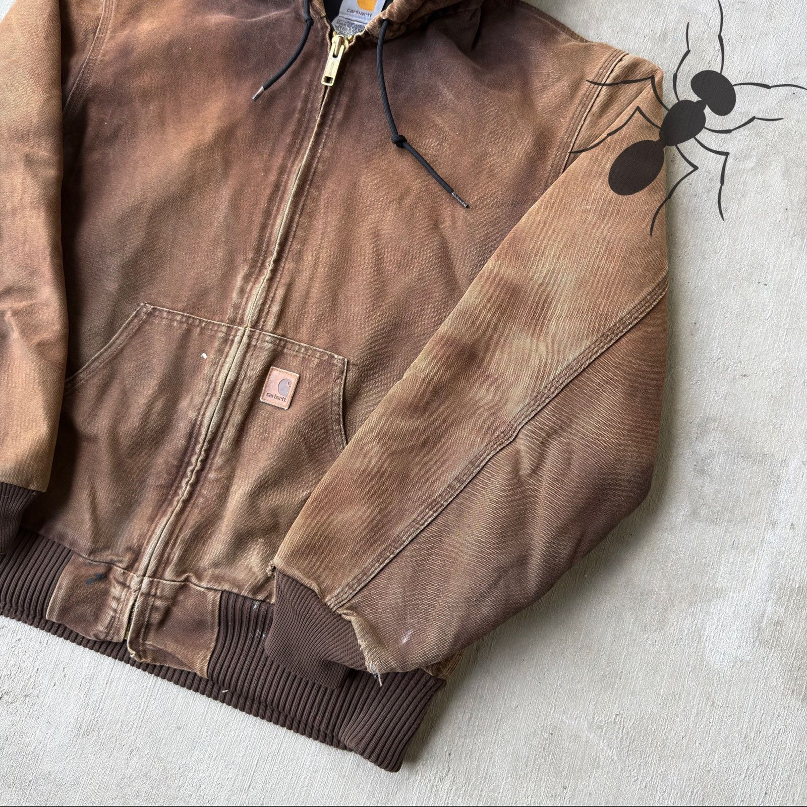 Carhartt × Vintage Carhartt J130 DKB faded brown hooded work wear jacket Size US M / EU 48-50 / 2 - 4 Thumbnail