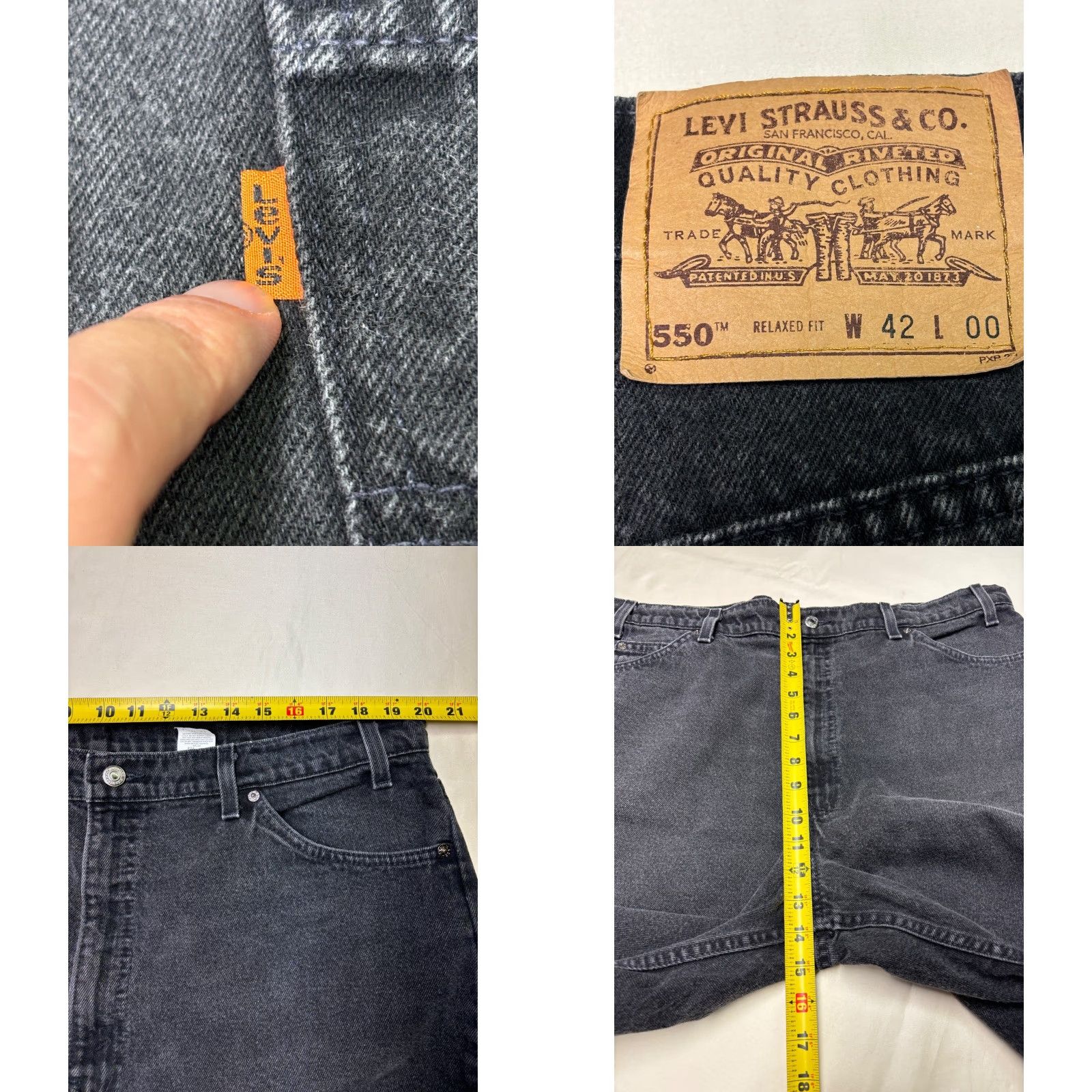 Levi's VINTAGE Levi's 550 Relaxed Fit Black Denim Shorts Bermuda Men 42 Charcoal Wash Pockets Casual Streetwear 90s Womens Mens Boys Girls Size US 42 / EU 58 - 8 Thumbnail