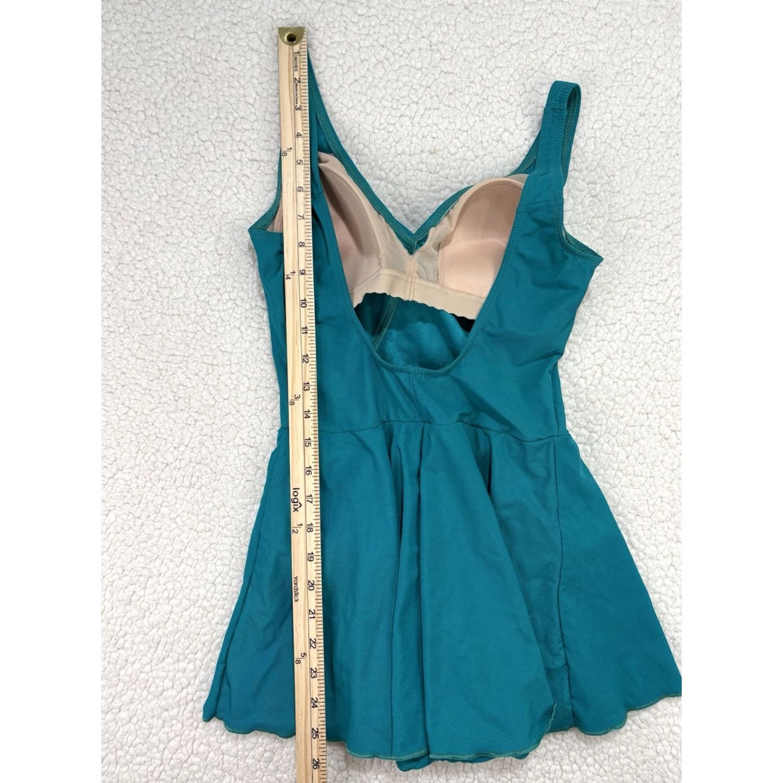 Vintage VINTAGE Christina One Piece Swimsuit Modest Swim Dress Wrap Teal Gold Button 10 Size L / US 10 / IT 46 - 5 Thumbnail
