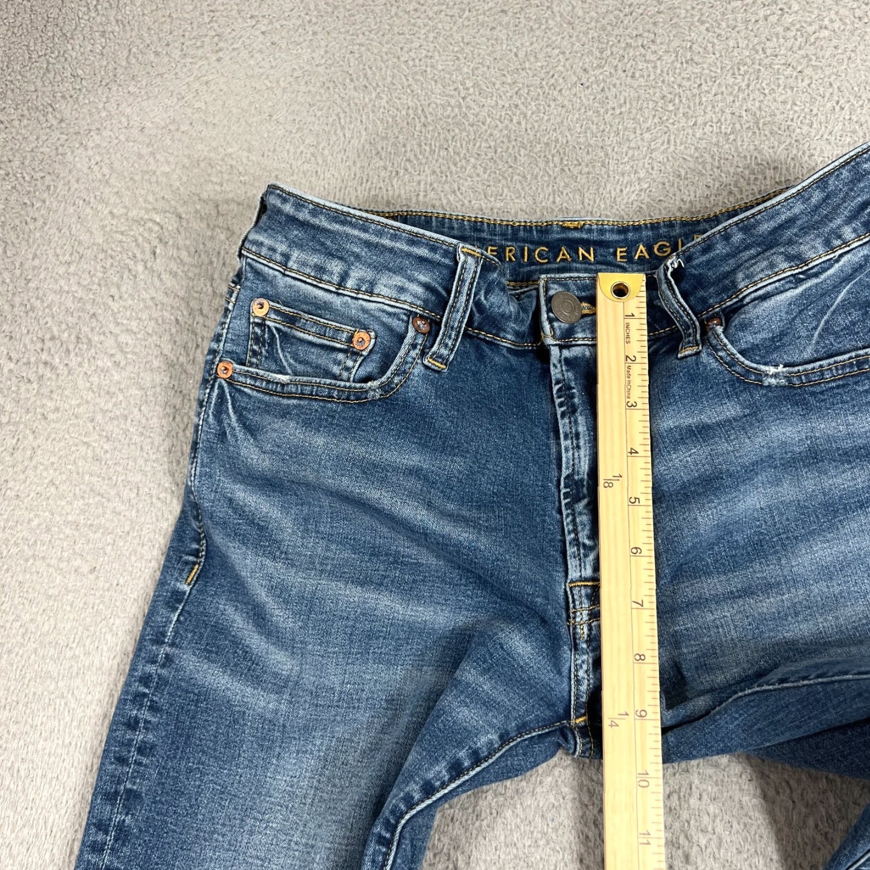 American Eagle Outfitters VINTAGE American Eagle Mens Jeans 30x32 Slim Straight Blue Cotton Elastane Regular Fit Size US 30 / EU 46 - 4 Thumbnail