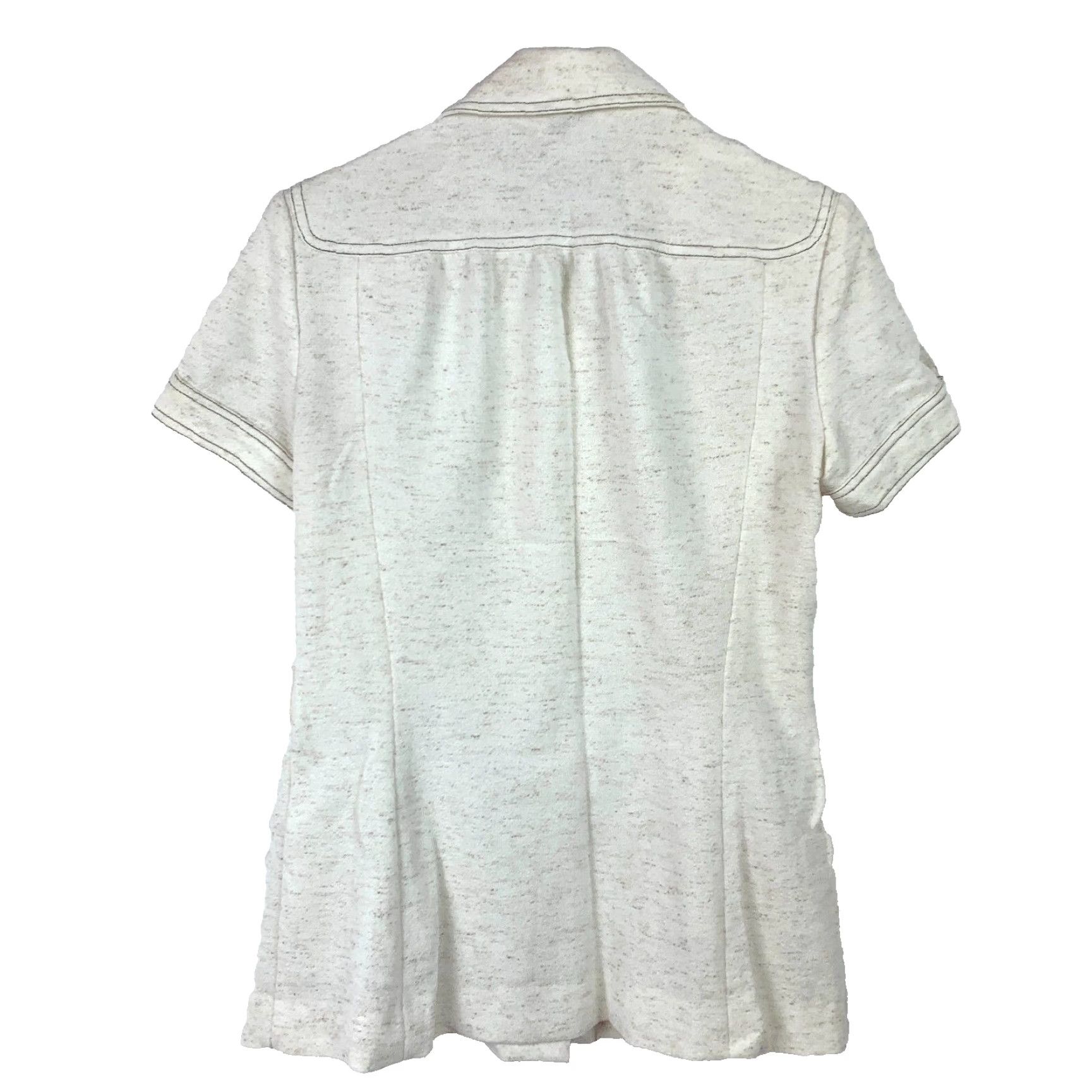Merona VINTAGE Verona Shirt Dress 1960s Cream Polyester 10 Women/Mens (adjusted) Size L / US 10 / IT 46 - 7 Thumbnail