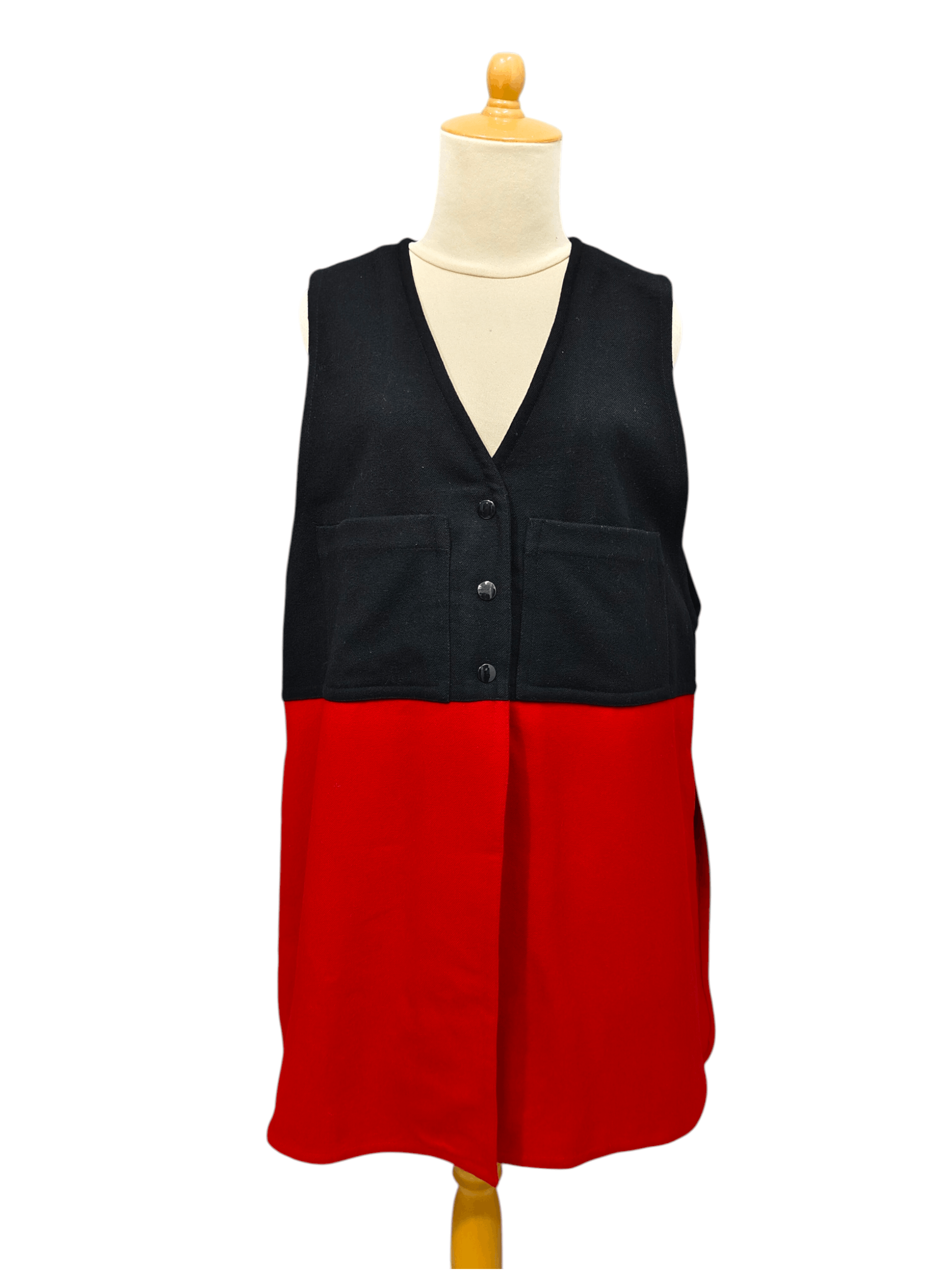 Issey Miyake ARCHIVE📕70s Issey Miyake Colour Block Wool Sleeveless Dress Size M / US 6-8 / IT 42-44 - 1 Thumbnail