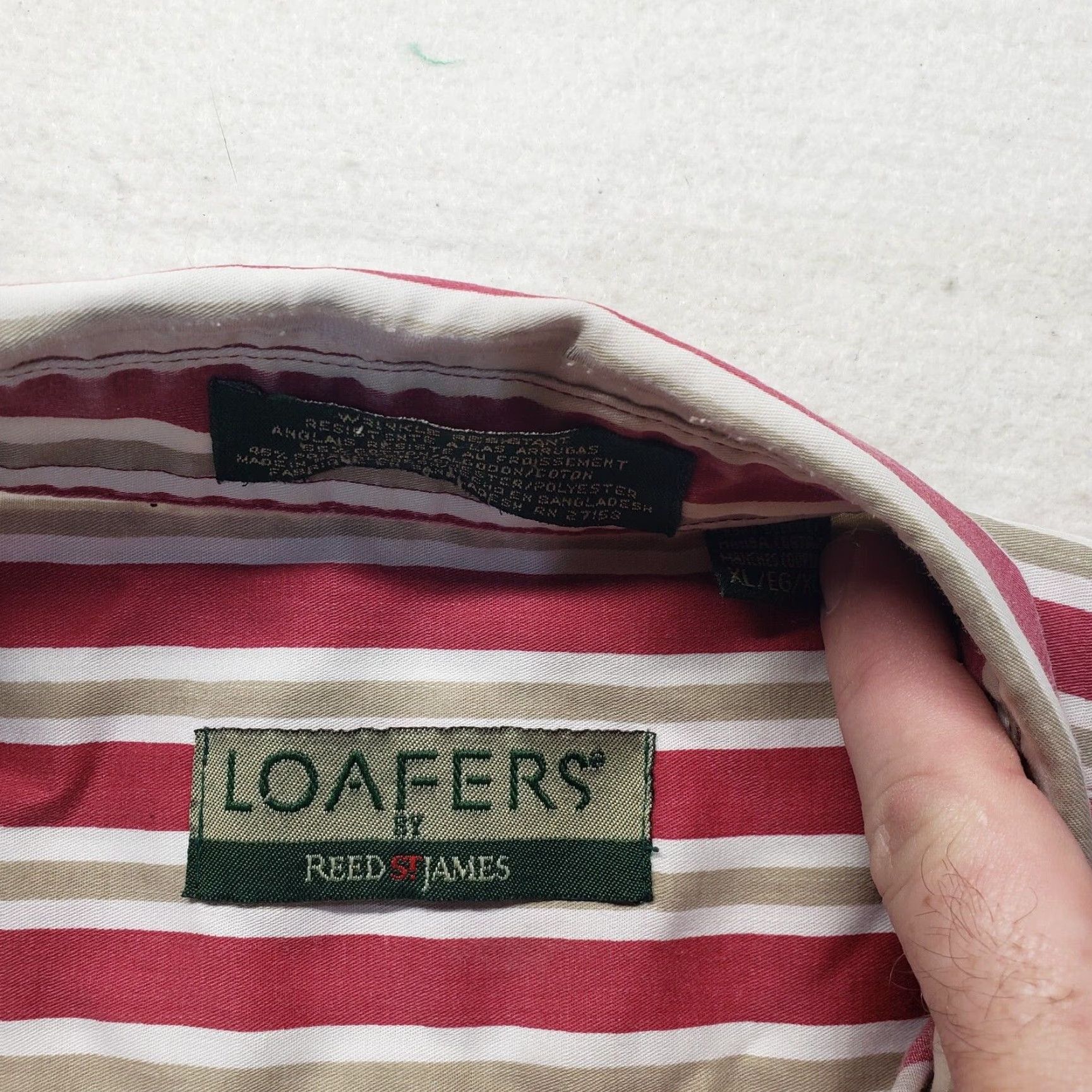 Vintage Loafers Shirt Red Striped Button Up Short Sleeve Adult Men XL Button-Down Collared Casual Shirt Size US XL / EU 56 / 4 - 3 Thumbnail