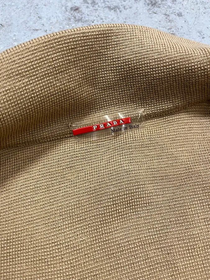 Prada SS1999 Prada Beige Wool Elbow Patch Zip-Up Sweater Size US L / EU 52-54 / 3 - 9 Thumbnail