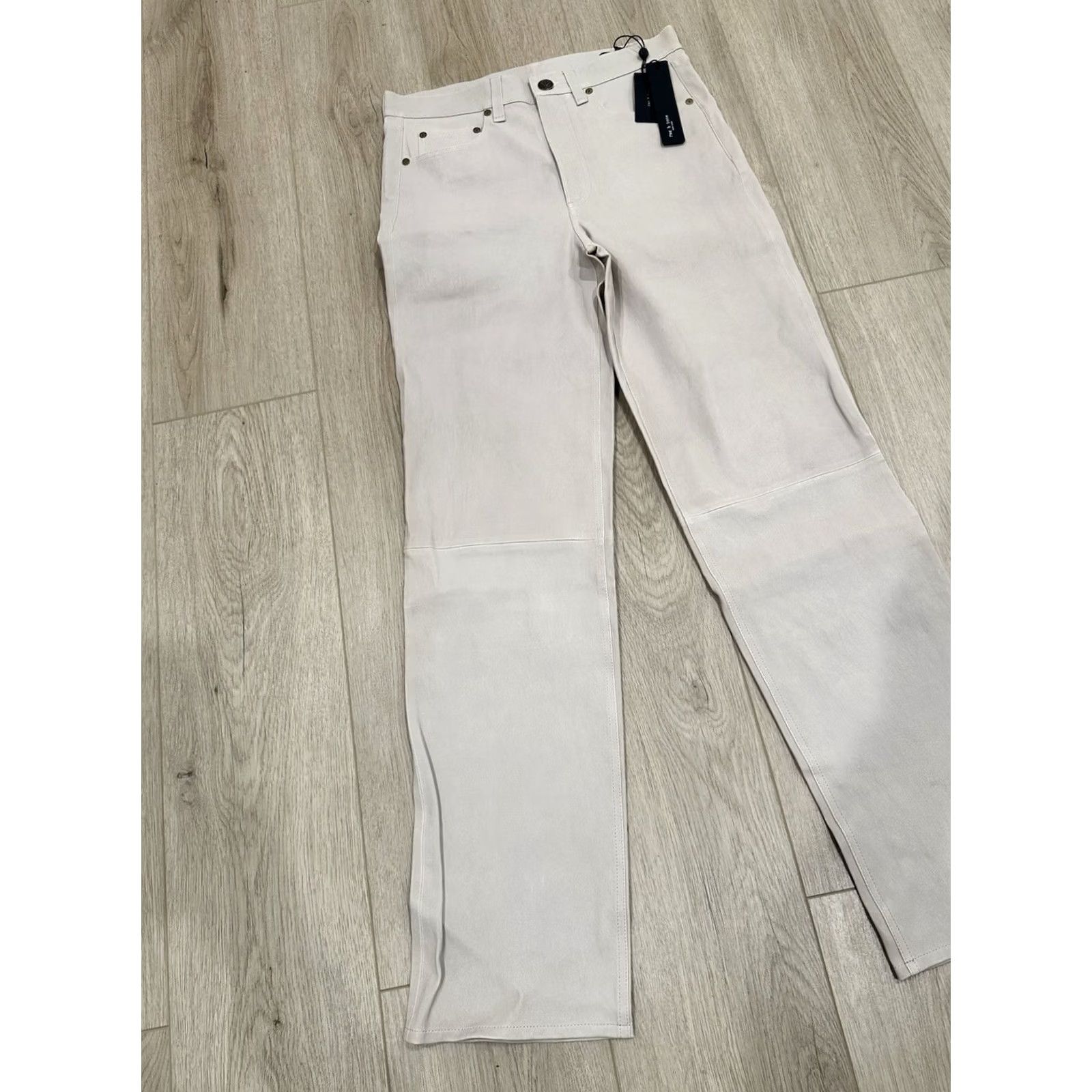 Rag & Bone NWT rag & bone Trousers Stone Leather Mid Rise Straight W28 Women Regular Size 28 Boys? Size 28" / US 6 / IT 42 - 3 Thumbnail