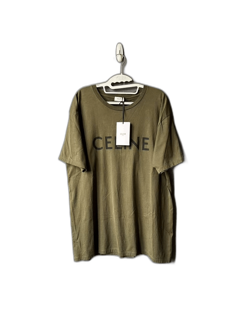 Celine Celine Green Logo Short Sleeve TShirt Size US M / EU 48-50 / 2 - 1 Thumbnail
