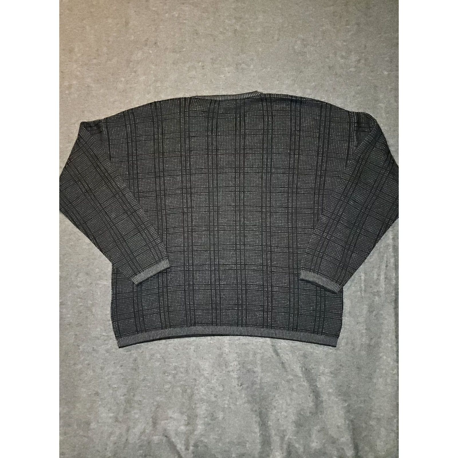 Vintage VINTAGE Brandini Sweater Wool Plaid V-Neck Long Sleeve Black 90s Preppy Men L Black Mens Size US L / EU 52-54 / 3 - 8 Thumbnail
