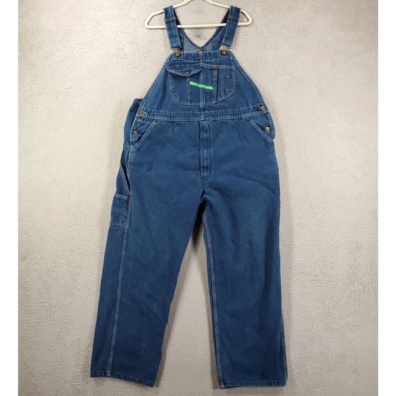 Vintage 90s Key deals Imperial blue bib denim overalls