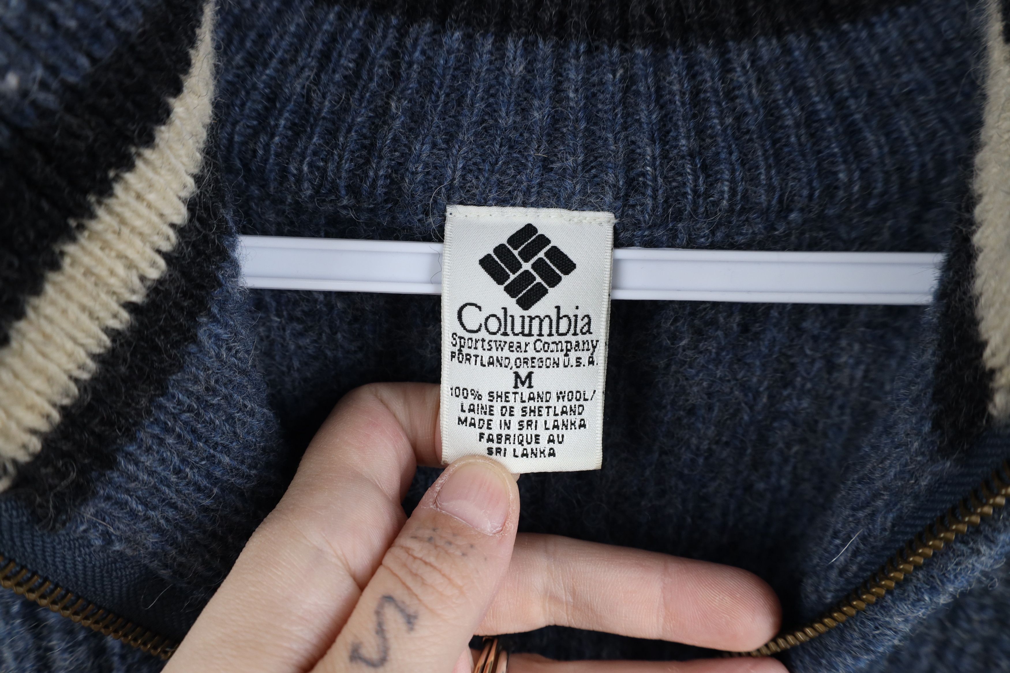 Columbia Vintage 90s Columbia Wool Ribbed Knit Half Zip Sweater Blue Size US M / EU 48-50 / 2 - 9 Thumbnail