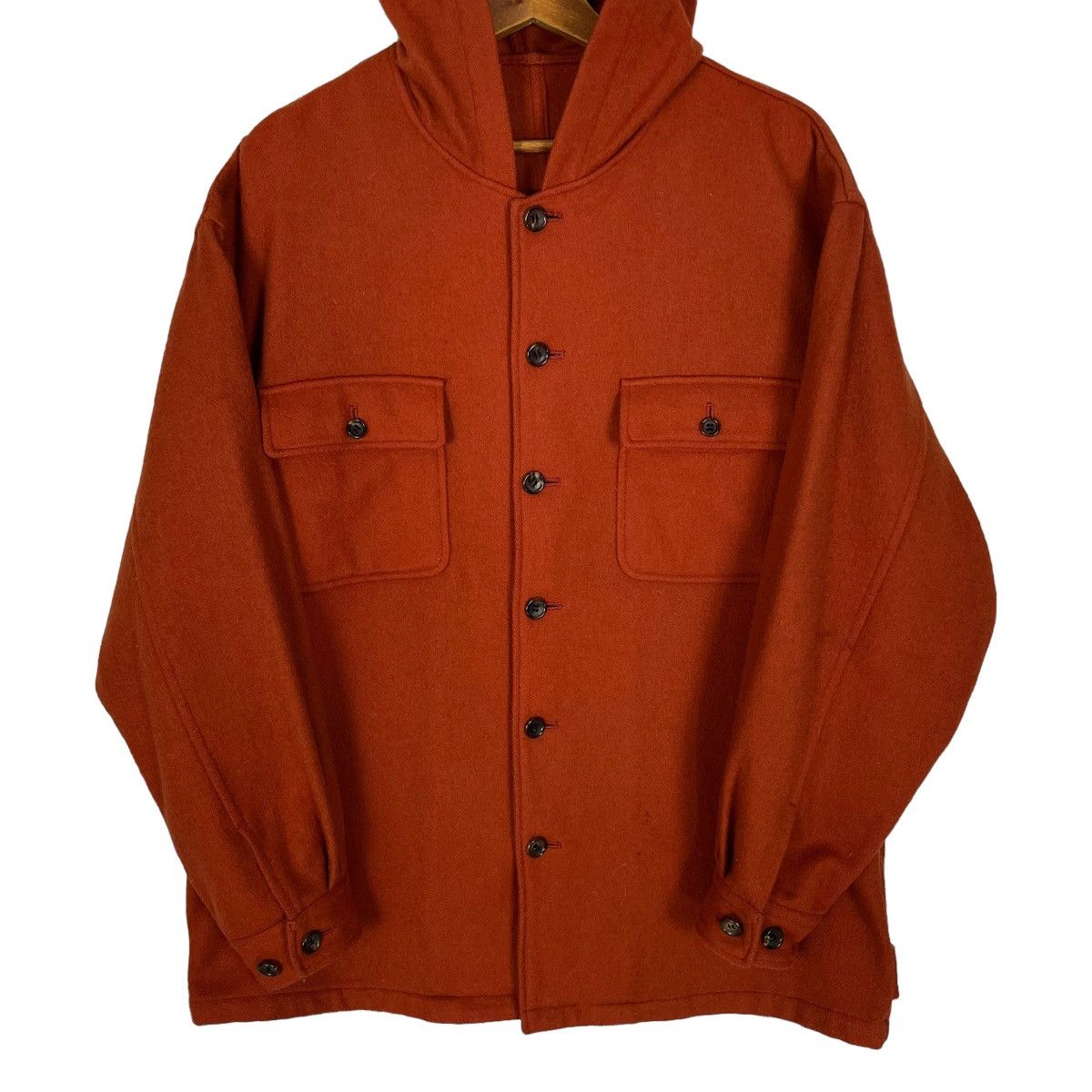 Comme des Garcons Homme Fall 1989 Collection Orange Hooded Button Up Jacket Size US M / EU 48-50 / 2 - 4 Thumbnail
