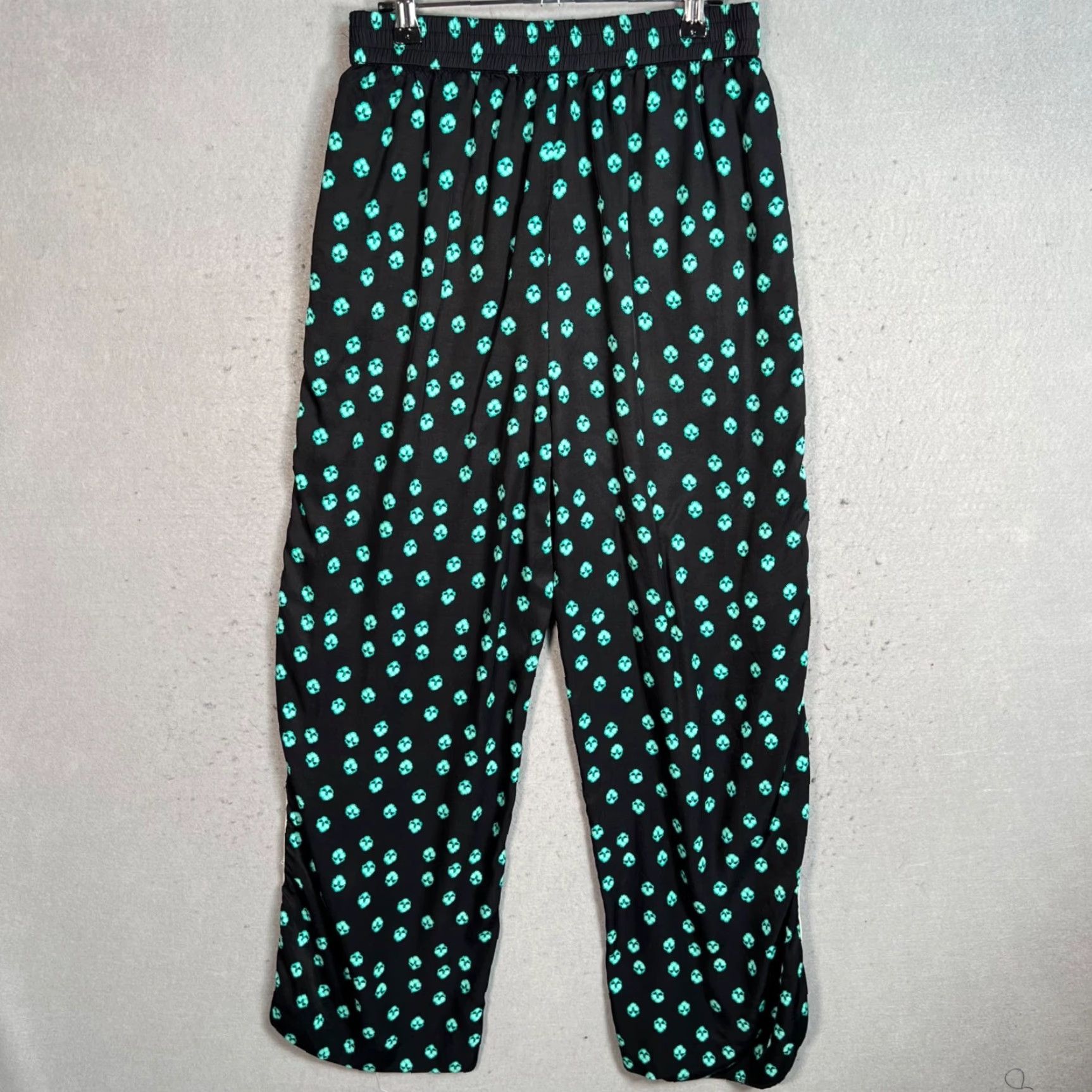 Maje Maje Womens Black Teal Printed Track Pants With Side Stripes Size 2 Size 26" / US 2 / IT 38 - 2 Thumbnail