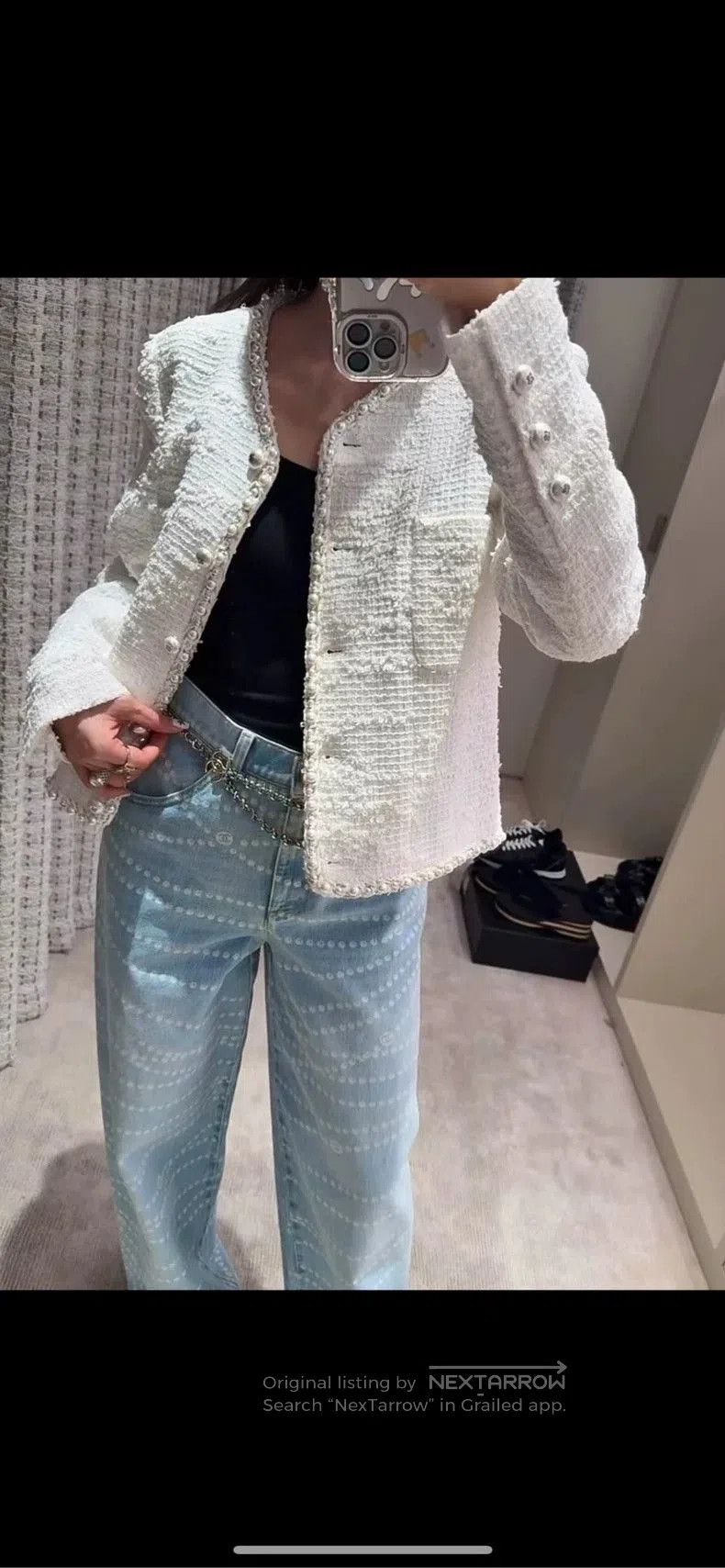 Chanel Chanel Light Blue Pearl Jeans for Sale. Size 28" / US 6 / IT 42 - 8 Thumbnail