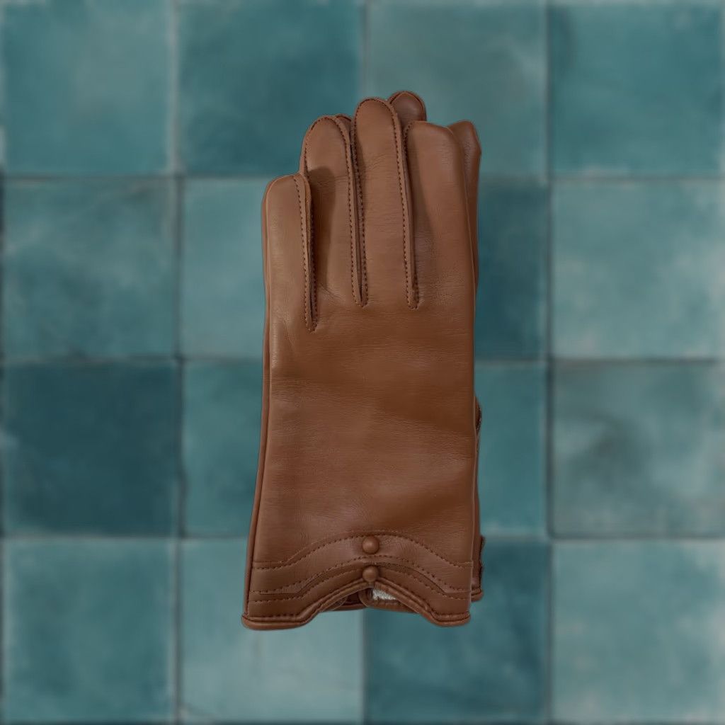 Vintage VINTAGE driving gloves womens XS Brown cognac vinyl nylon rayon NIP 70s Glove Womens Size ONE SIZE - 1 Thumbnail