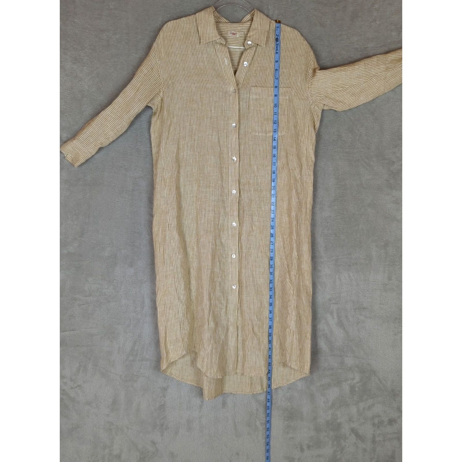 Faherty VINTAGE Faherty Laguna Linen Maxi Dress XS Golden Sun Stripe Coastal Preppy Resortwear Size XS / US 0-2 / IT 36-38 - 6 Thumbnail