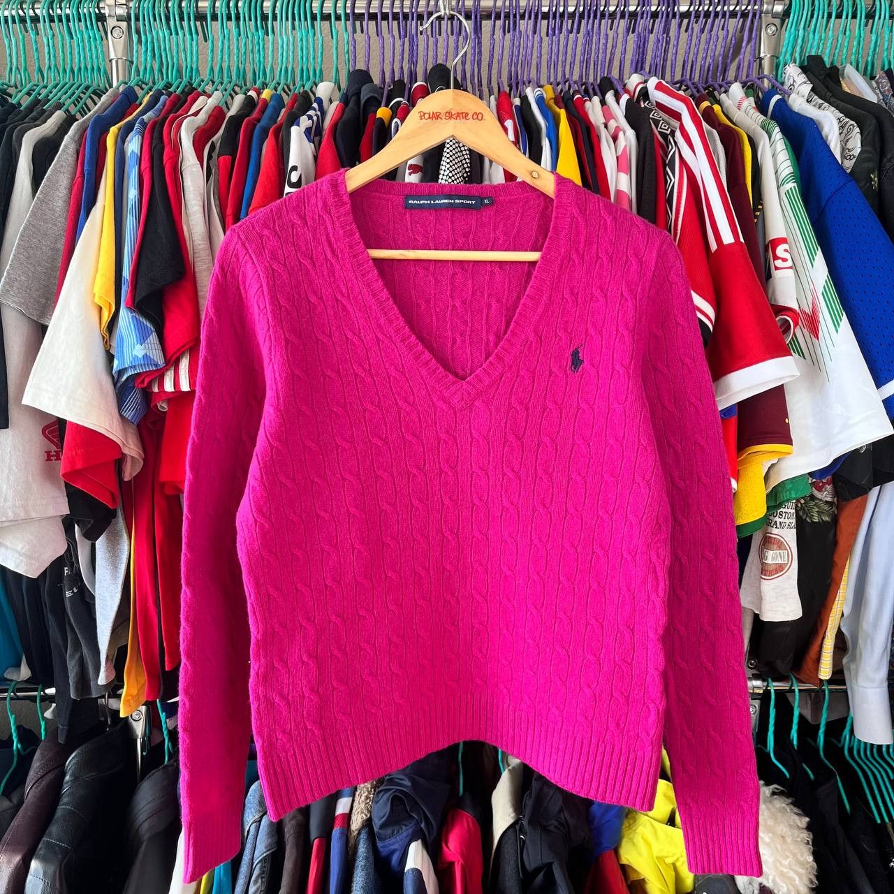 Ralph Lauren Sport Vintage Ralph Lauren Sport Cable-Knit Wool V-Neck Sweater Size M / US 6-8 / IT 42-44 - 2 Thumbnail