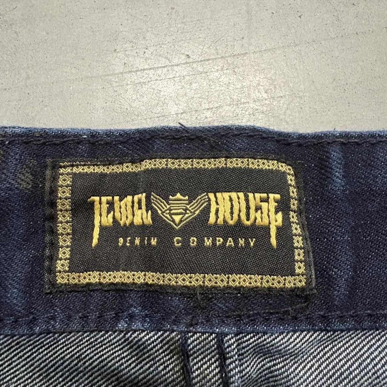 Vintage Crazy Vintage Y2K/2000s Baggy Jewel House Black and Blue Accent Luxury Streetwear Denim Jeans! Size US 36 / EU 52 - 7 Thumbnail