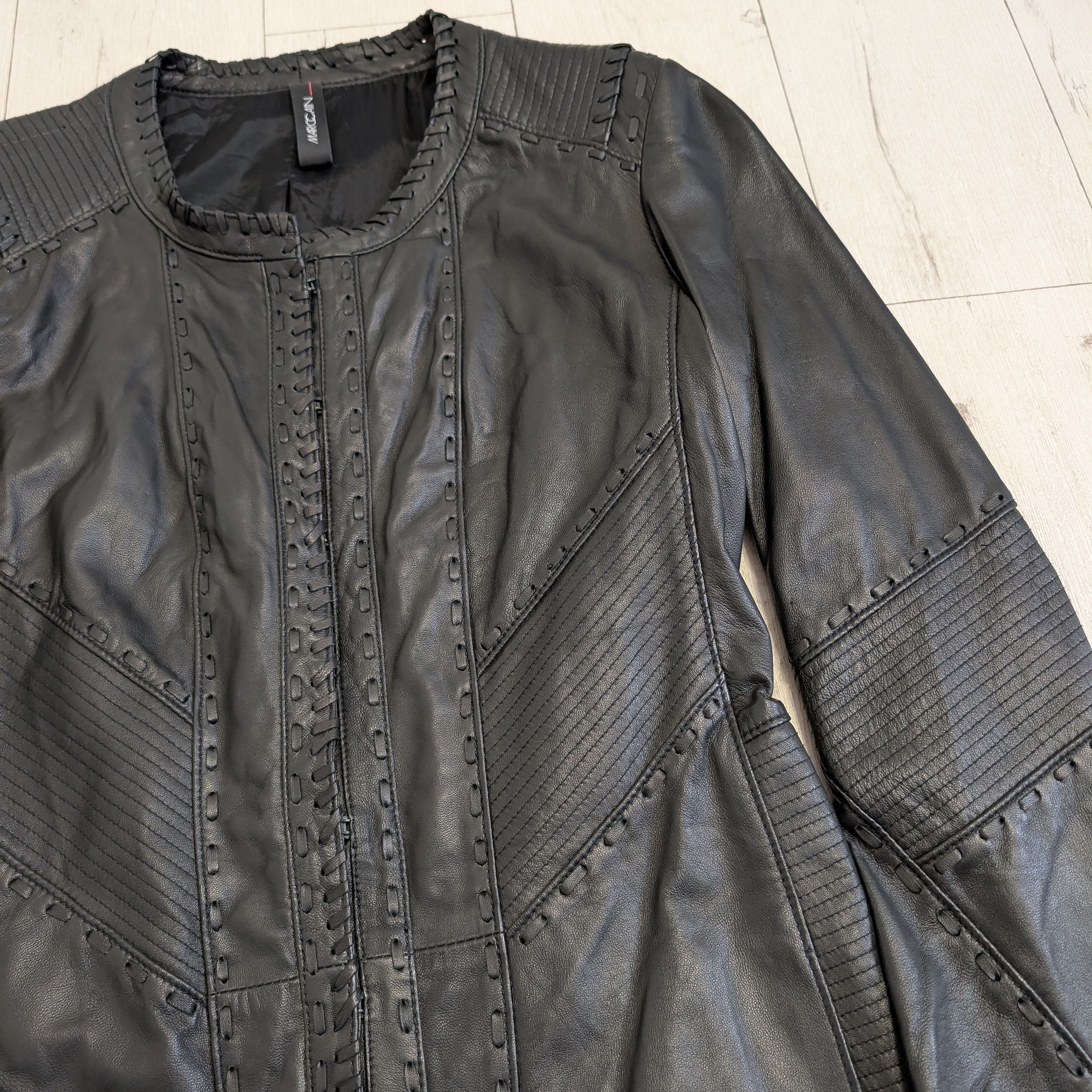 Genuine Leather Marc Cain Black Leather Long Coat Jacket Size N2 Colour 900 Size M / US 6-8 / IT 42-44 - 11 Thumbnail