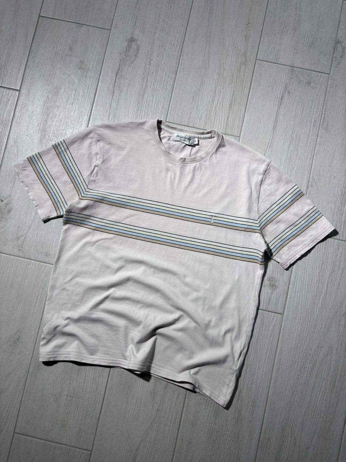 Yves Saint Laurent Yves Saint Laurent Tshirt Vintage YSL Logo Striped Size US S / EU 44-46 / 1 - 1 Thumbnail