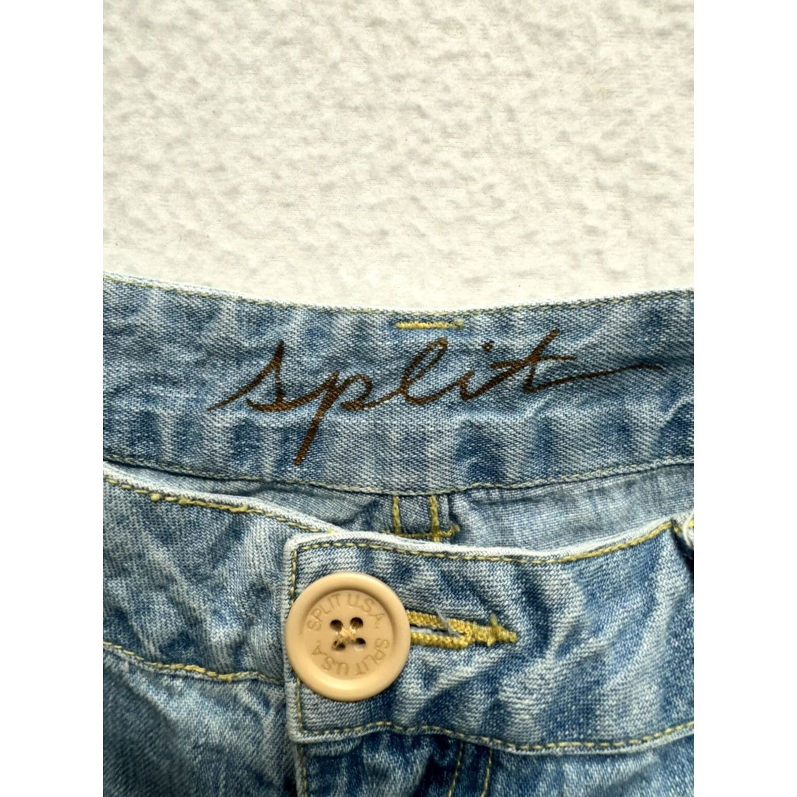 Vintage Split Shorts Women 11 Blue Light Wash Cotton Cut-Off Regular 100% Cotton Casual Pre-Owned Like New Size 32" / US 10 / IT 46 - 4 Thumbnail