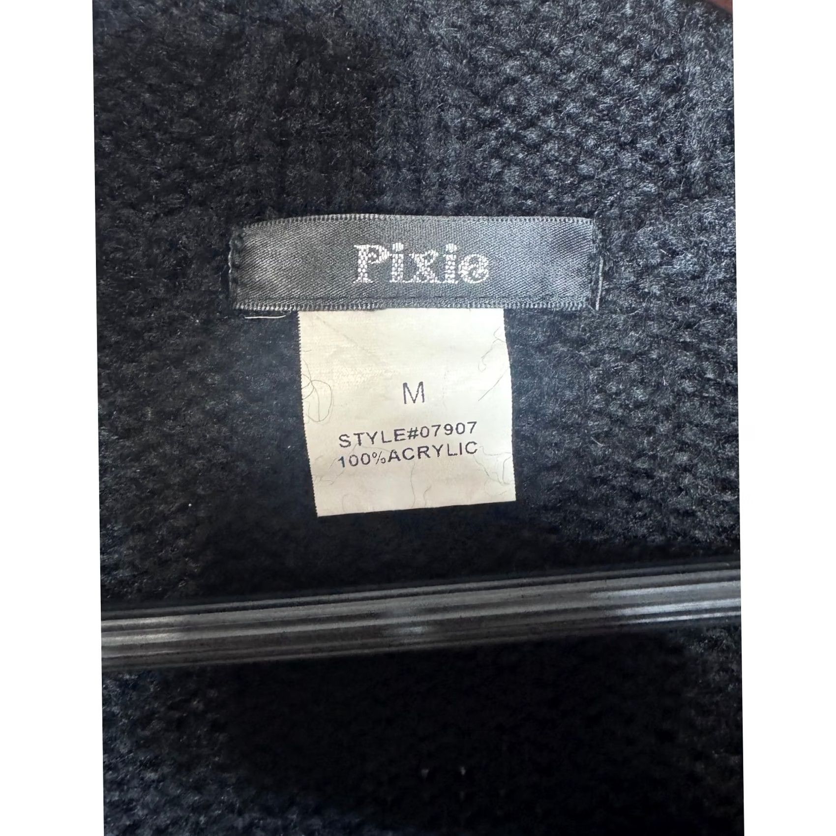 Vintage Pixie Black Knit Cardigan Sweater Jacket Women M Balloon Sleeve Button Front Size M / US 6-8 / IT 42-44 - 7 Thumbnail