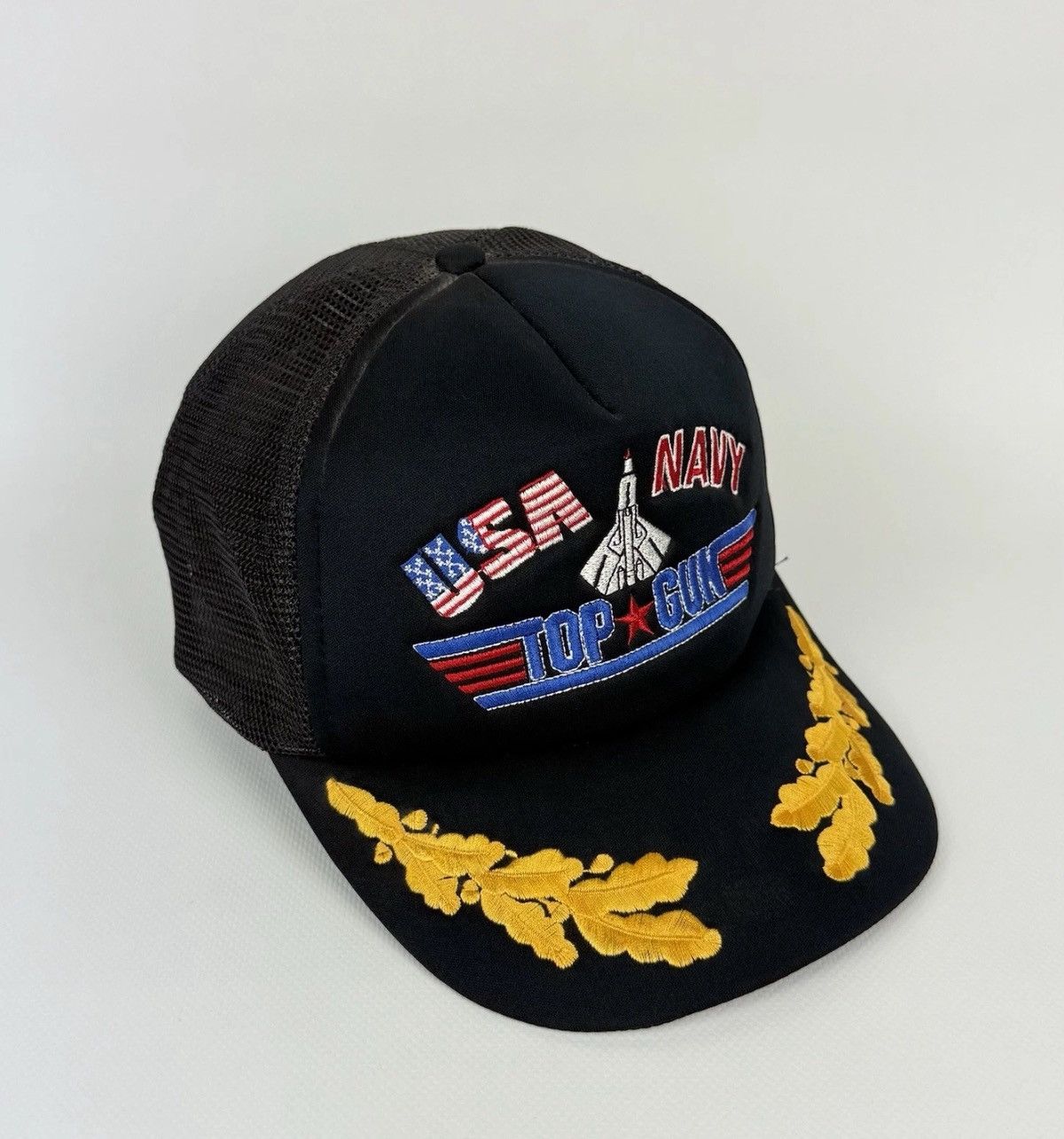 Vintage Vintage USA Navy Top Gun Tracker Cap Hat Black Top Snapback Size ONE SIZE - 3 Thumbnail