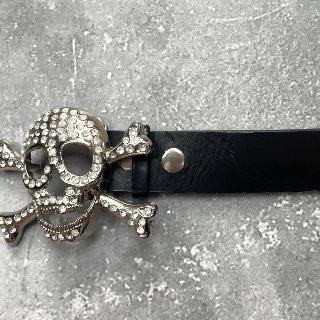 Japanese Brand Vintage Y2K Skull Rhinestone Belt Black Size ONE SIZE - 6 Thumbnail
