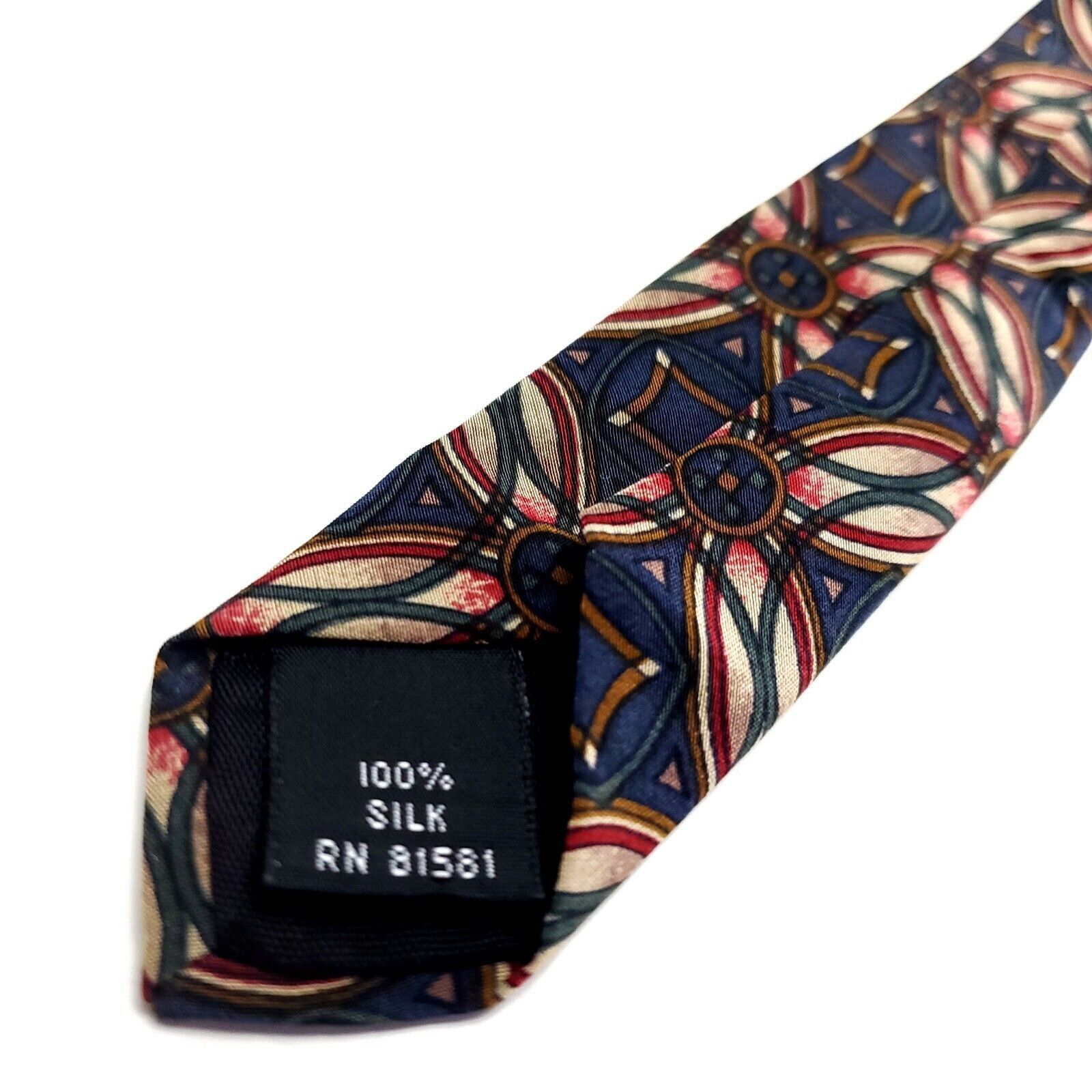 Designer Hunting Horn Blue Red Silk Tie Woven Short Geometric Size ONE SIZE - 5 Thumbnail