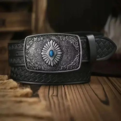 Cowboy Equipment Belts Western Carved Flower Belt Men Women Size ONE SIZE - 1 Thumbnail