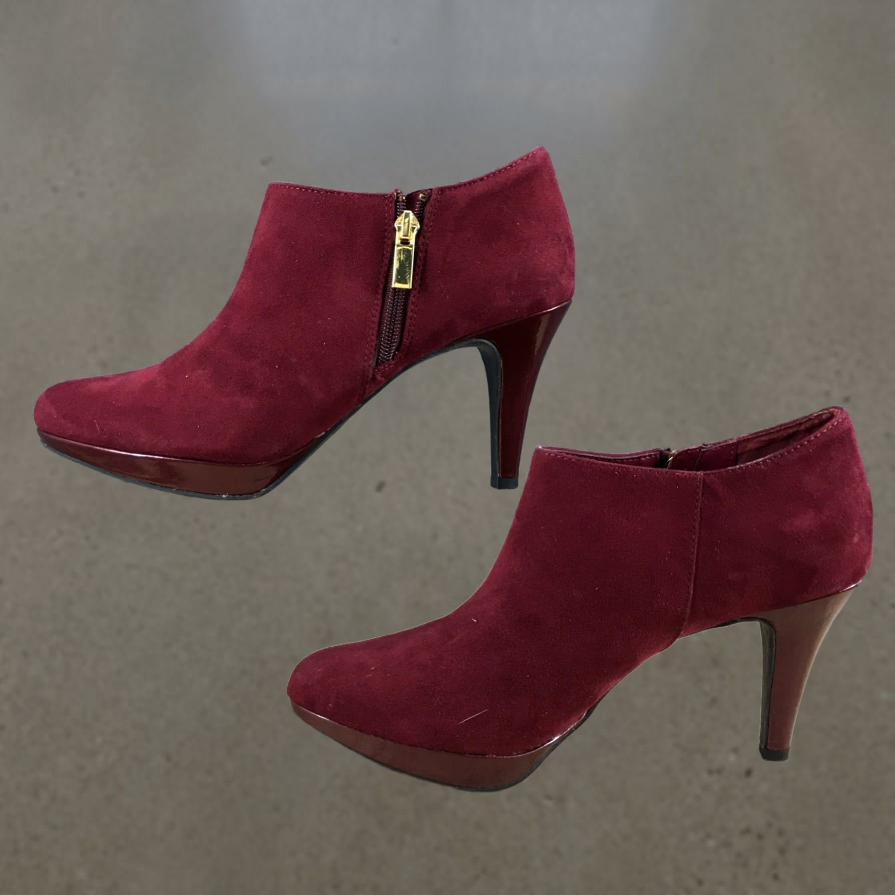 Liz Claiborne Liz Claiborne Boots Womens 9 M Casual Side Zip Stiletto Red Ankle Bootie Shoe Size US 9 / IT 39 - 1 Thumbnail