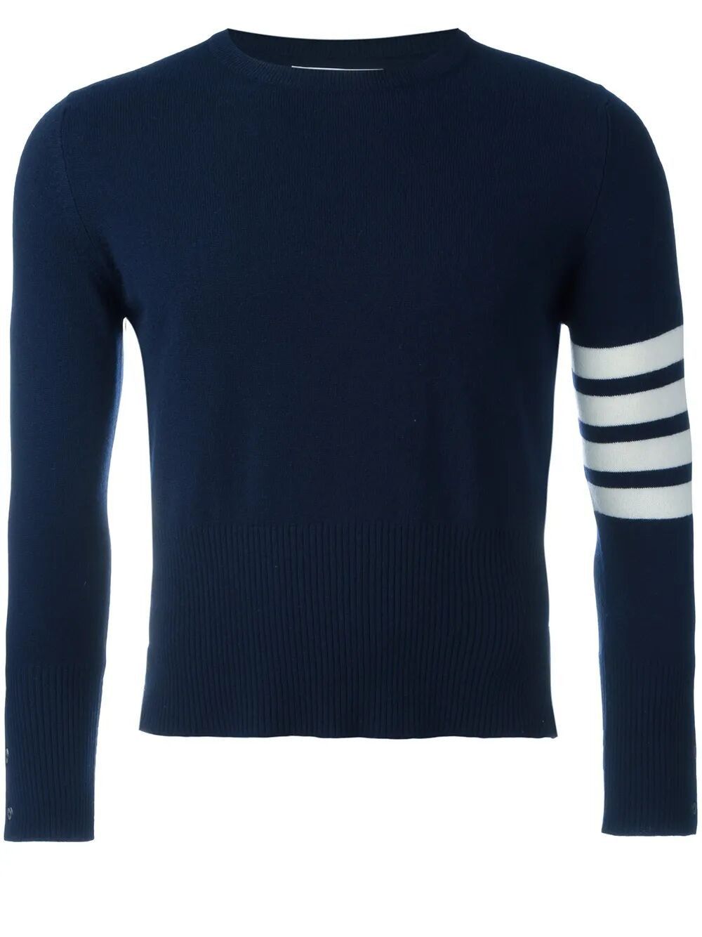 Thom Browne CLASSIC CREWNECK SHORT PULLOVER WITH WHITE 4 BAR STRIPE IN CASHMERE Size US XL / EU 56 / 4 - 1 Thumbnail
