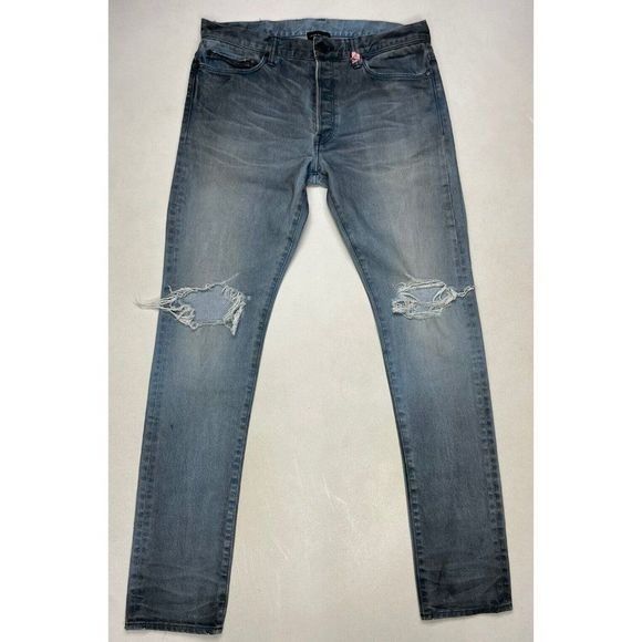 image of John Elliott Skinny Stretch Denim Jeans Size 32 X 32 Blue, Men's