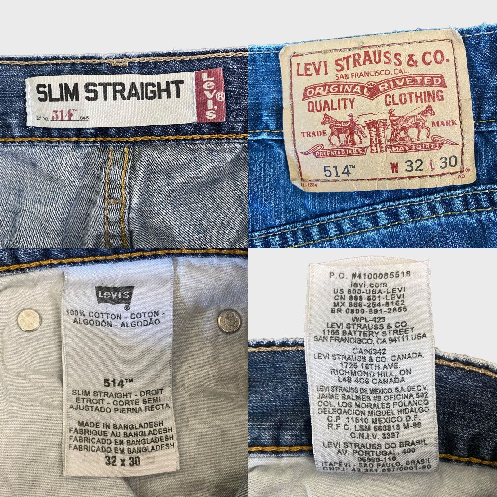 Levi's Levi's 514 Slim Straight Jeans Mens 32X30 Blue Medium Wash Denim Size US 32 / EU 48 - 8 Thumbnail