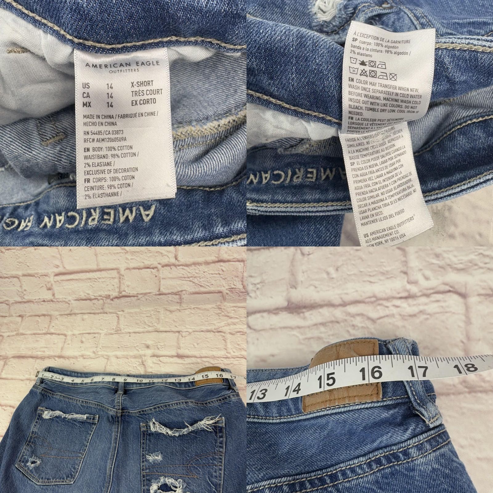 American Eagle Outfitters American Eagle Jeans Womens 14 X-Short Blue Mom Jean Distressed Ripped Cropped Size 36" / US 14 / IT 50 - 8 Thumbnail