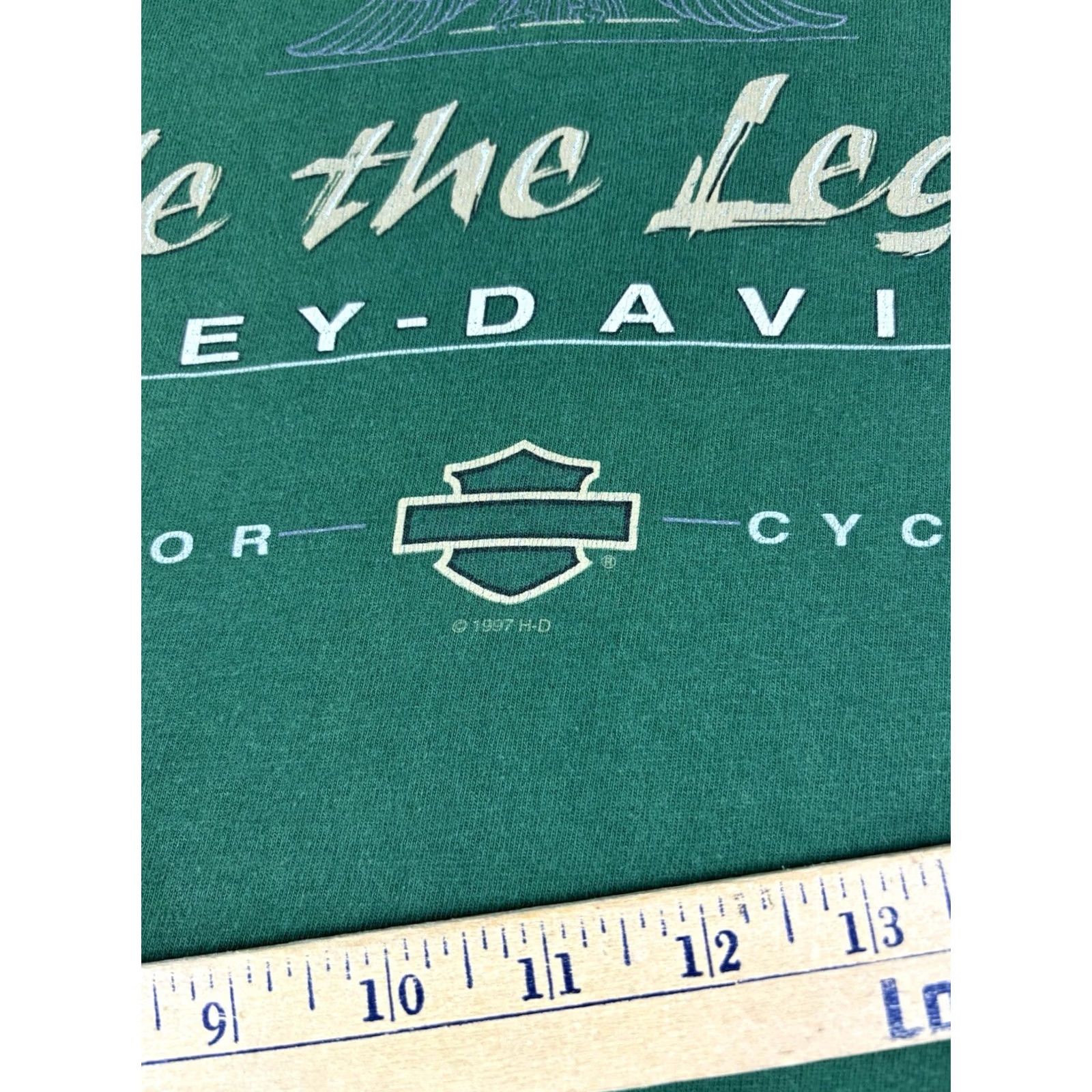 Harley Davidson VINTAGE Harley-Davidson T-Shirt Graphic Print 90s Biker Ride The Legend Crew Neck XL Green Men Short Sleeve Regular Size US XL / EU 56 / 4 - 6 Thumbnail
