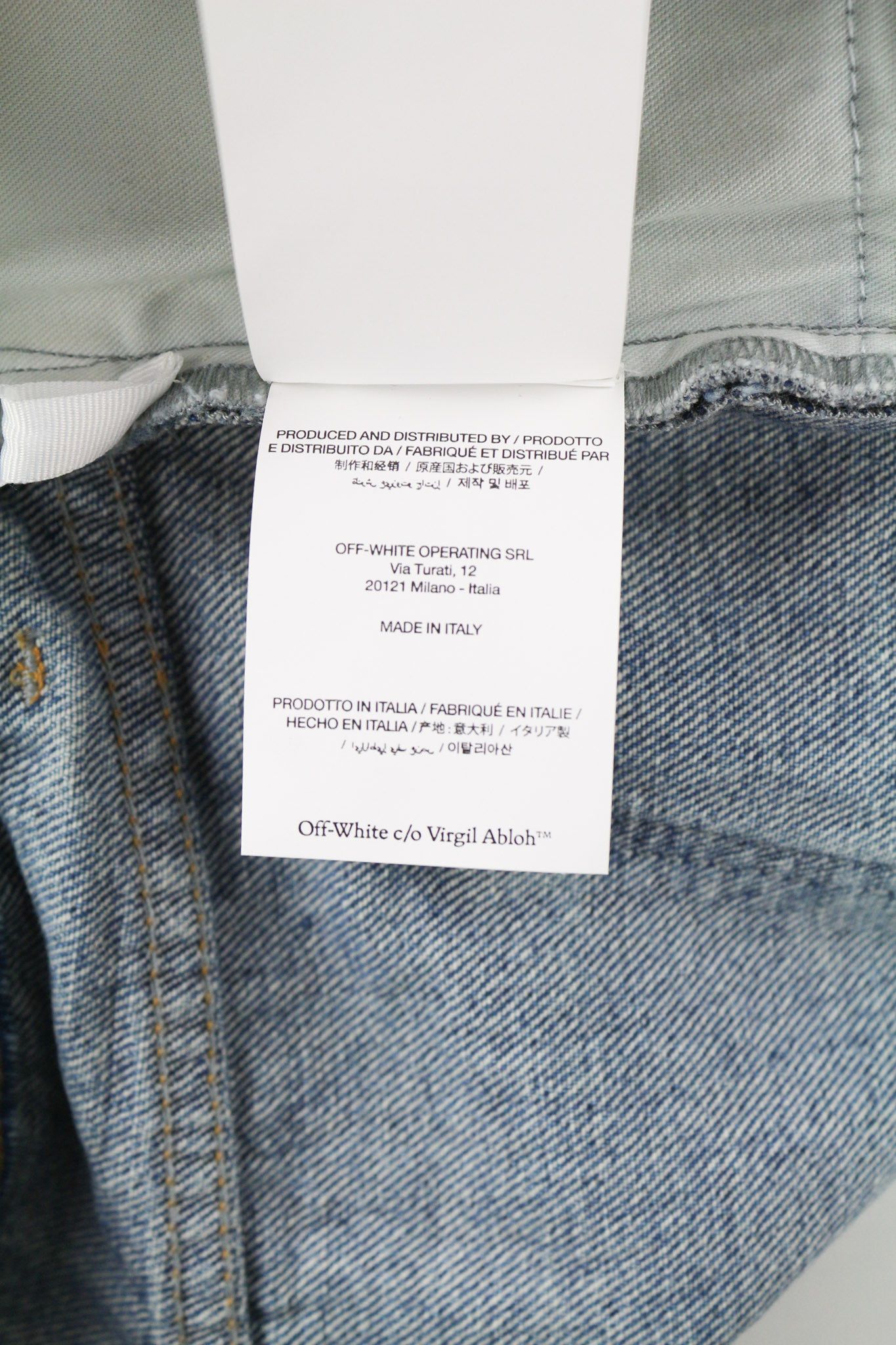 Off-White W29 Slim Flared Washed Zipped Cotton Blue 80243 Size 29" - 9 Thumbnail