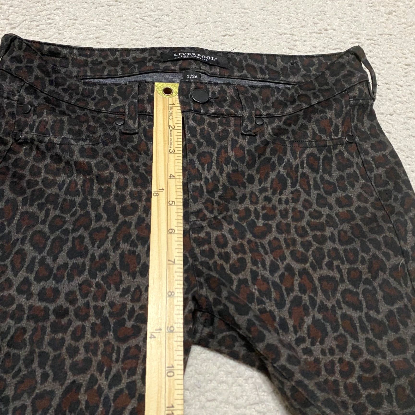 Vintage Liverpool Jeans Pants Womens 2 Brown Cheetah Print Jegging Skinny Mid Rise Ankle 28in Inseam Womens Size 26" / US 2 / IT 38 - 4 Thumbnail