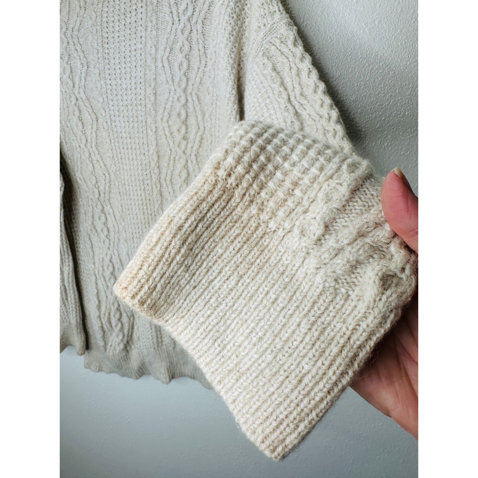 Vince Vince Cream Chunky Knit Long Sleeve Mock Neck Sweater L Size L / US 10 / IT 46 - 4 Thumbnail